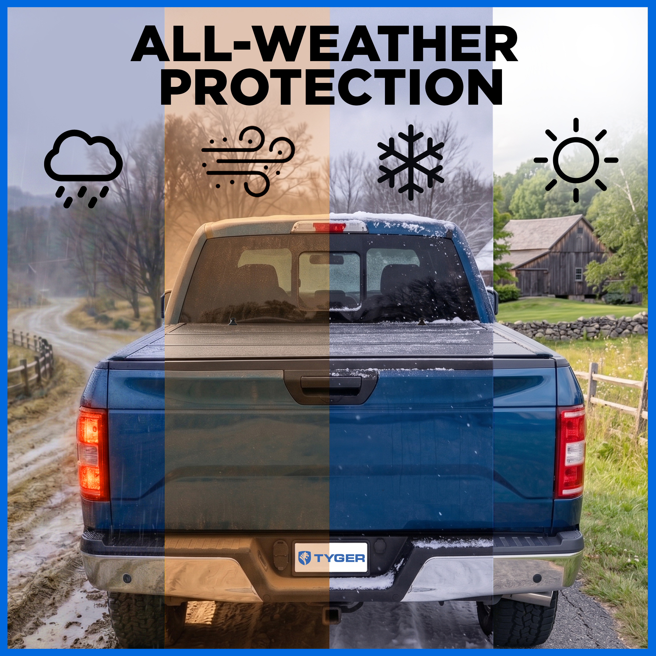 TYGER T9 Flip-Up Low Profile Hard Alloy Tri-Fold fit 17-26 F250/350 SD | 6.75' Bed