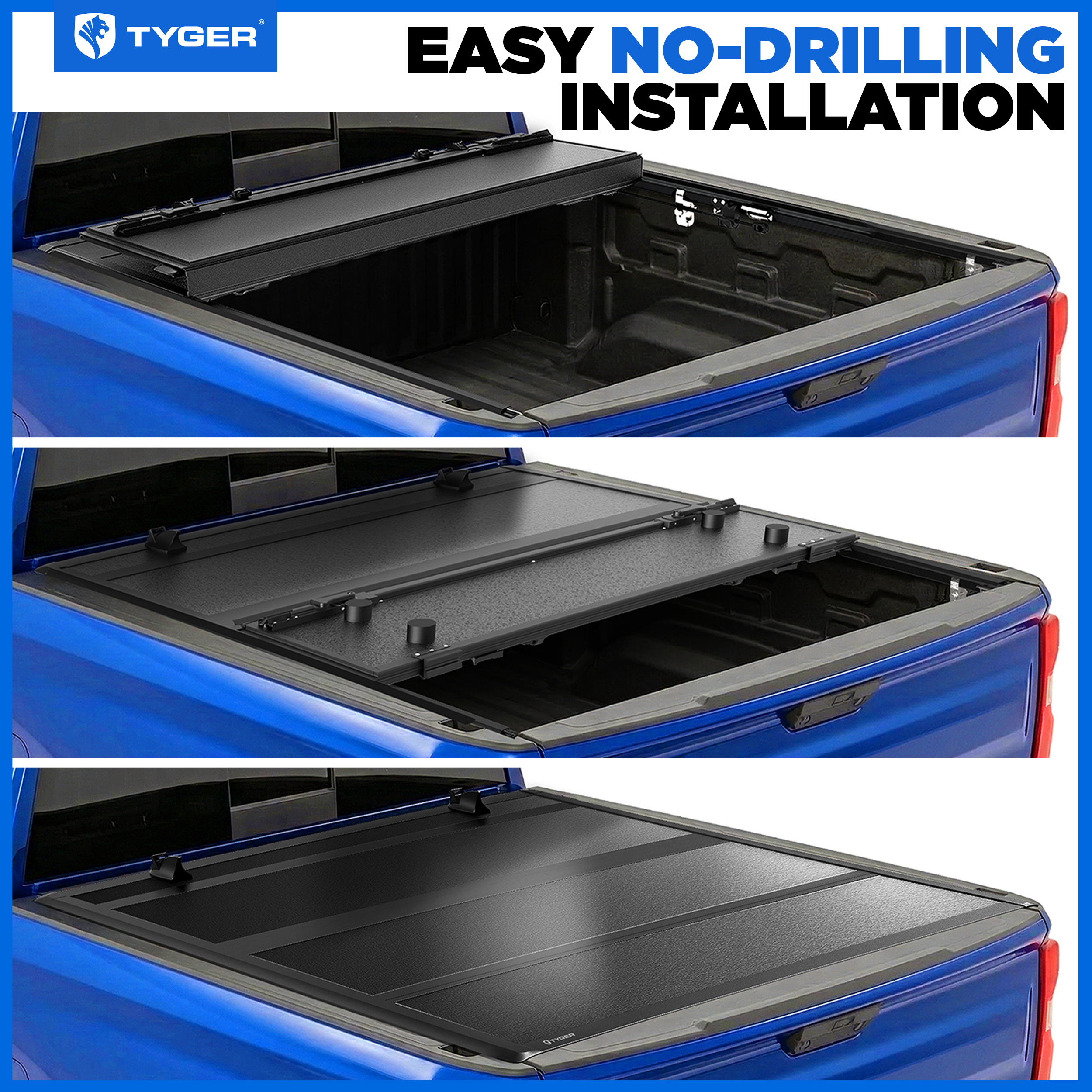 TYGER T9 Flip-Up Low Profile Hard Alloy Tri-Fold fit 17-26 F250/350 SD | 6.75' Bed