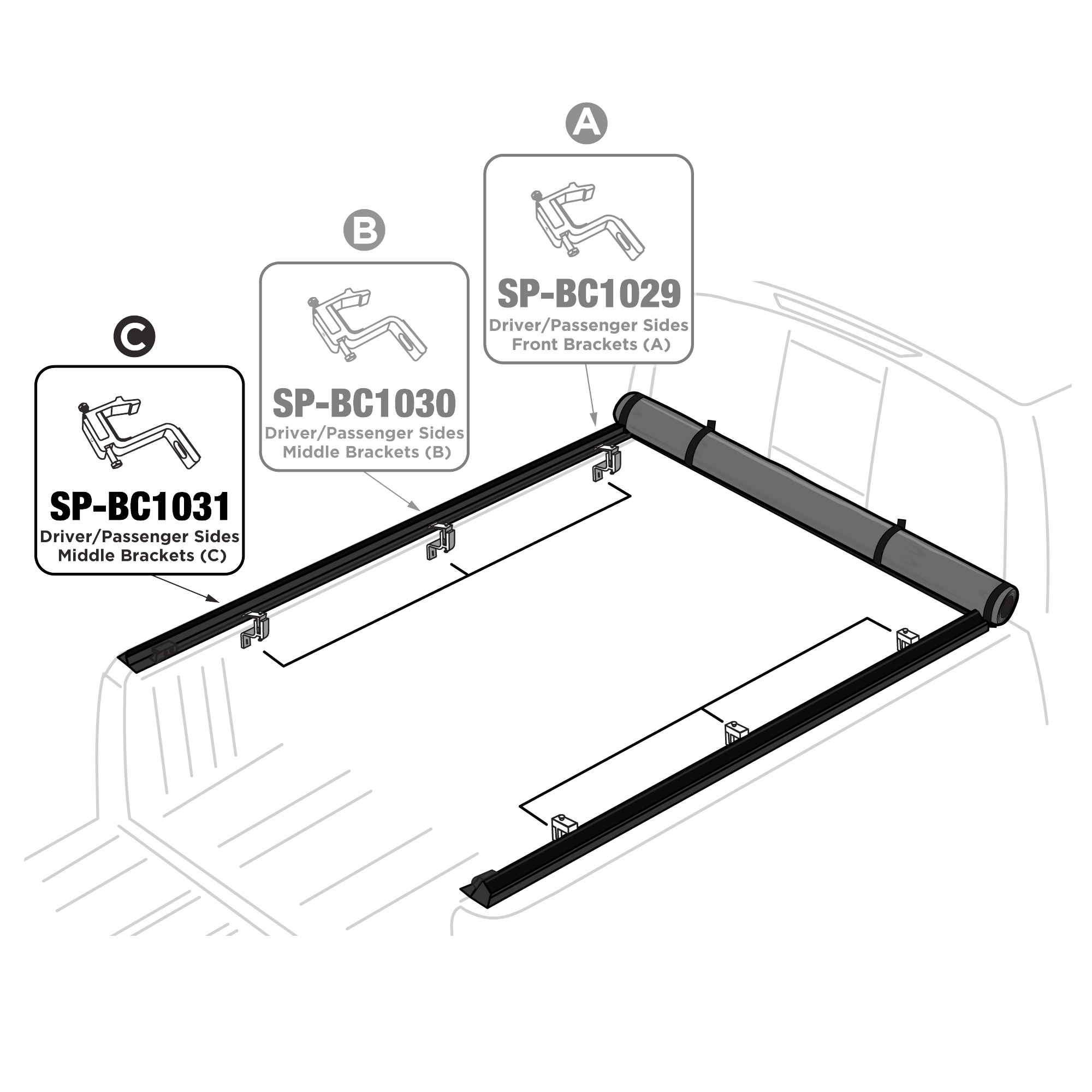 For TG-BC1H9065 (Honda Ridgeline) Only - Rear Mounting Clamp (C) | 1 PC | SP-BC1031