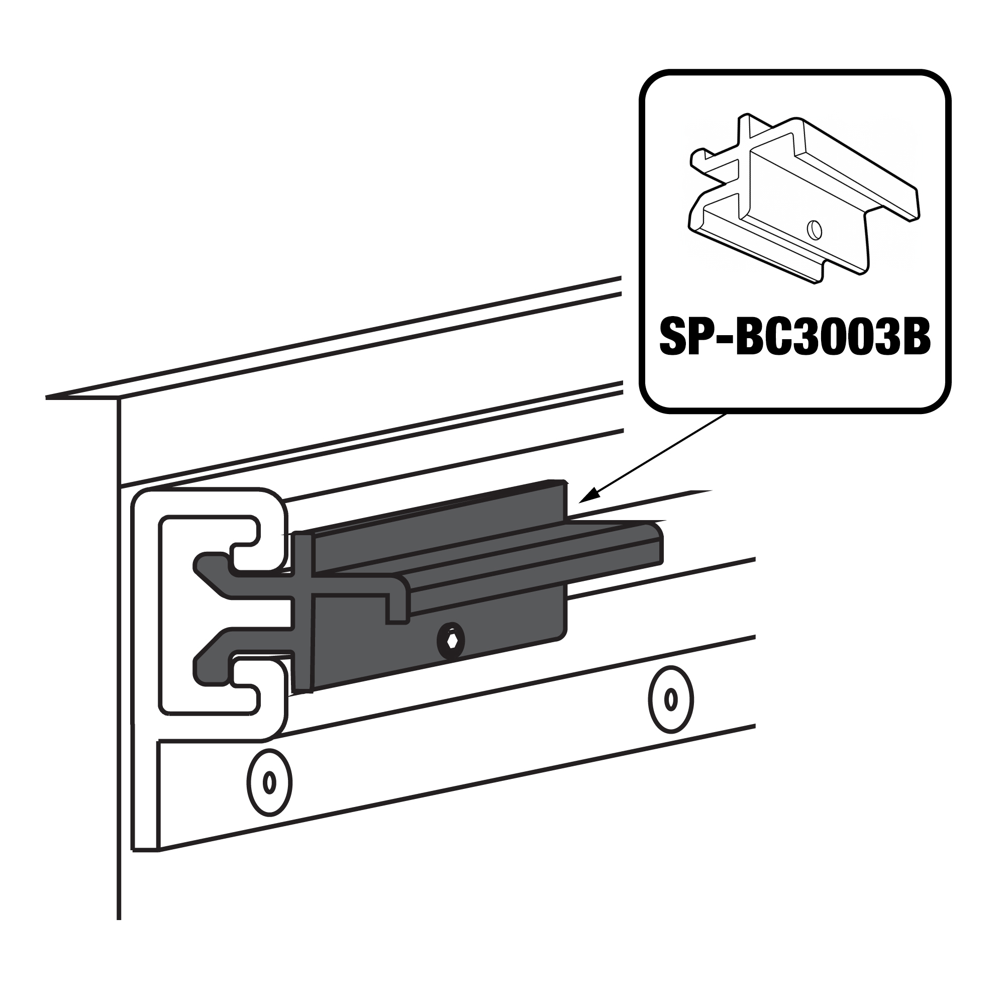 For T3 - Utility Track Bracket for Toyota Tacoma/Tundra with Deckrail System | 1 Piece | SP-BC3003B