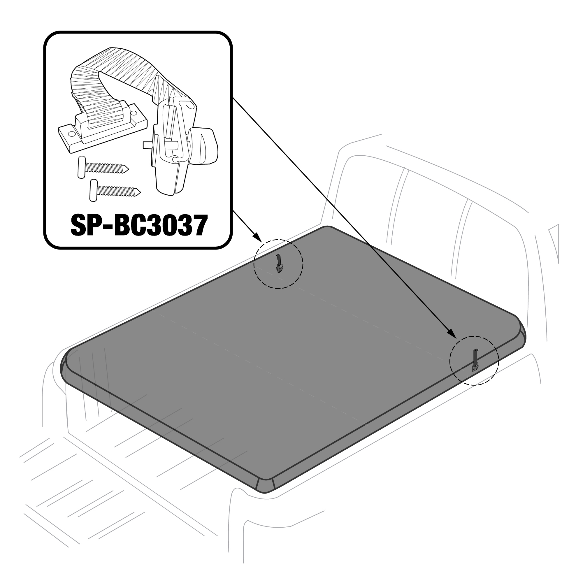 For T3 - Safety Clamp with Strap & 2 Screws | 1pc Set | SP-BC3037