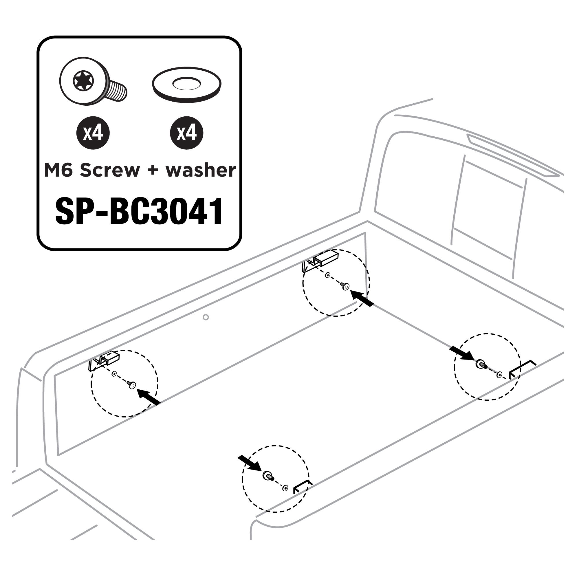 For TG-BC3H1065 (Honda Ridgeline) Only - Screws and Washers Set | 4 Sets | SP-BC3041