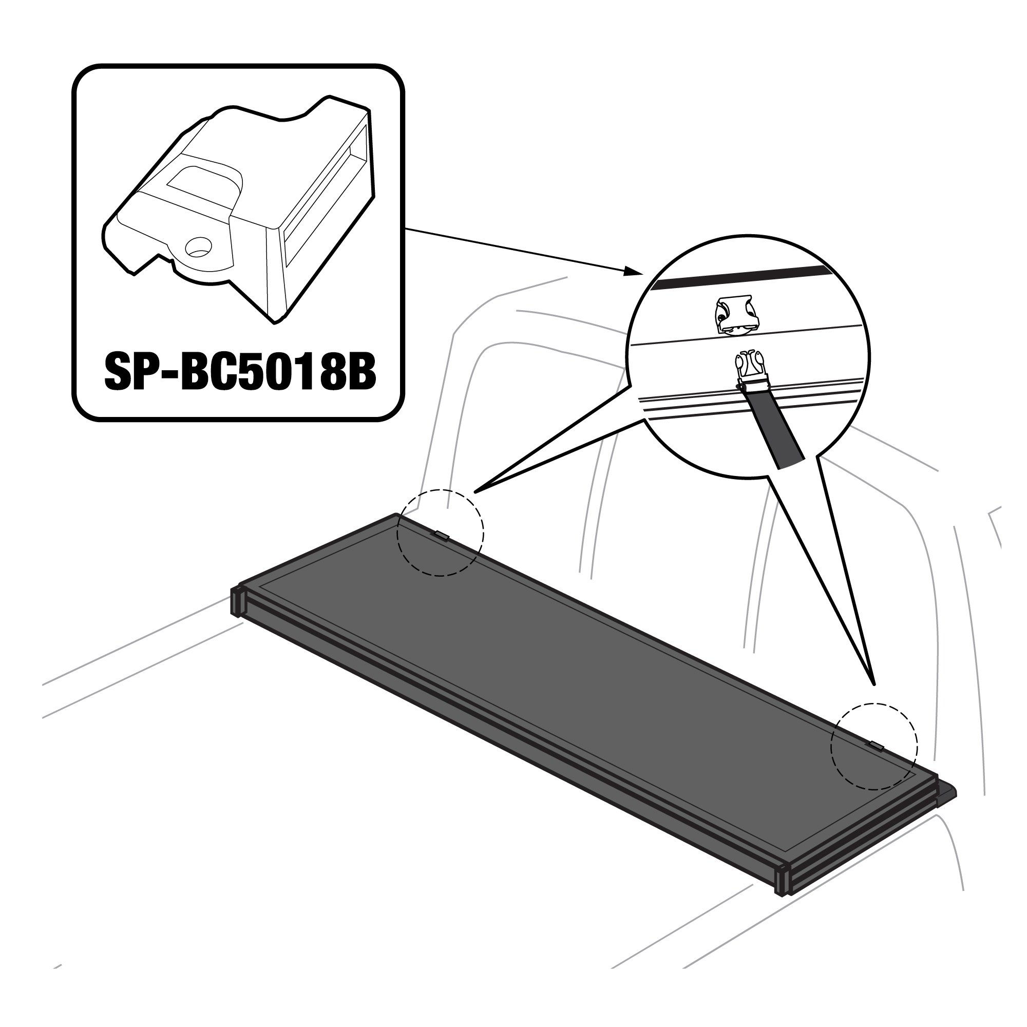 For T5 - Buckle Female Receiver with Cross Head Self-Tapping Screws | 2 Sets | SP-BC5018B