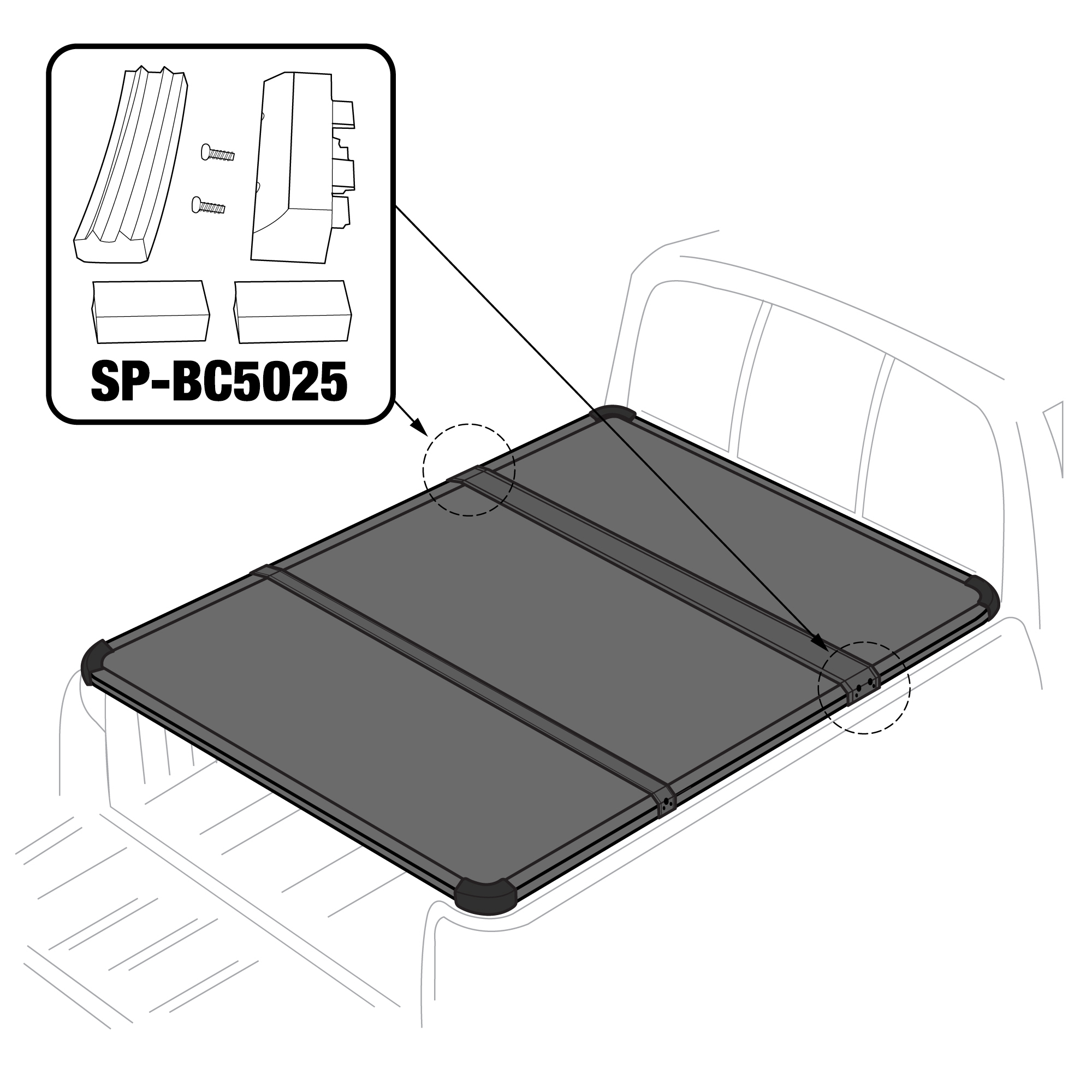 For T5 - Large Hinge Set with Screw x 2, Foam x 2 and Seal | 1 Set | SP-BC5025