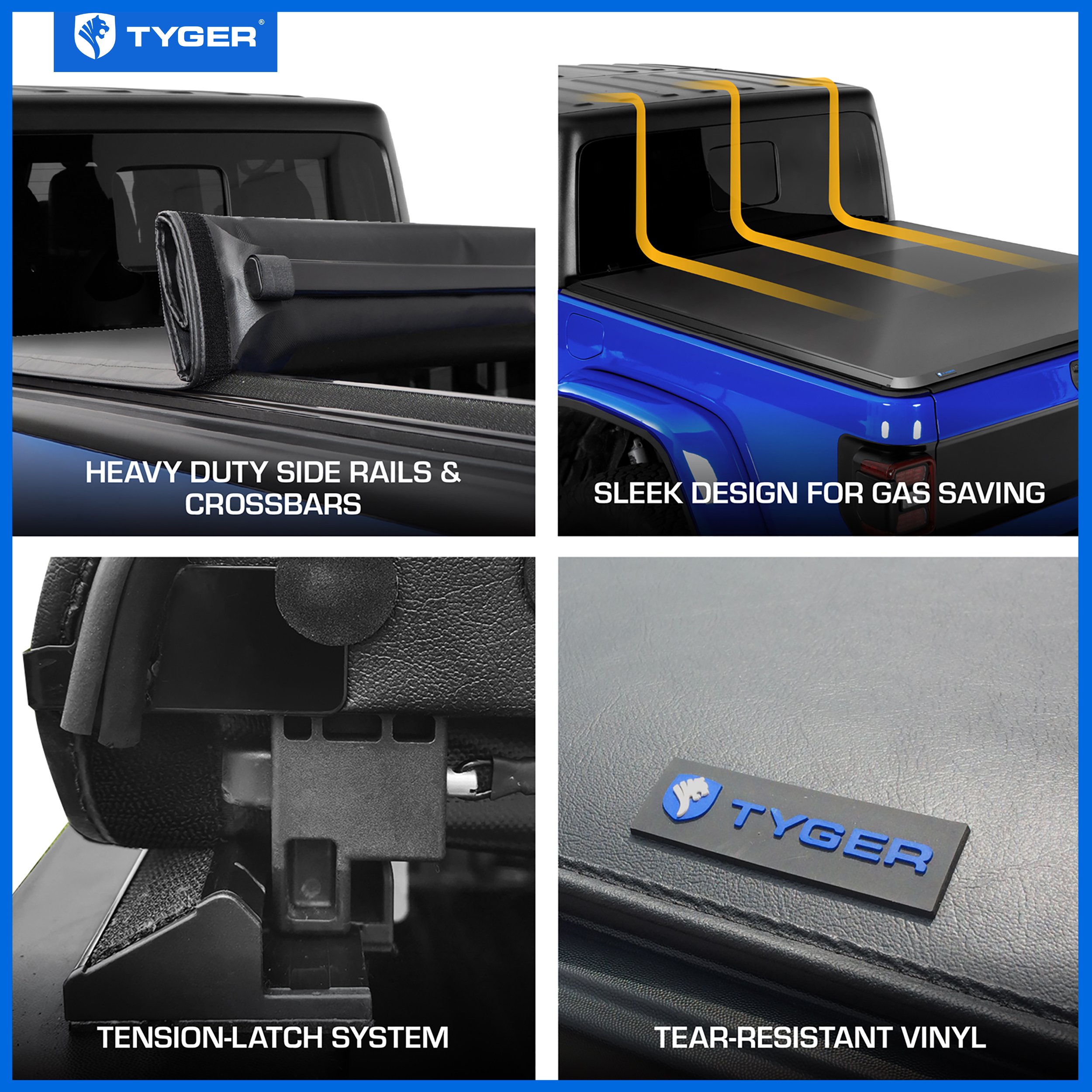 TYGER T1 Soft Roll-up fit 2020-2025 Jeep Gladiator JT | 5' Bed