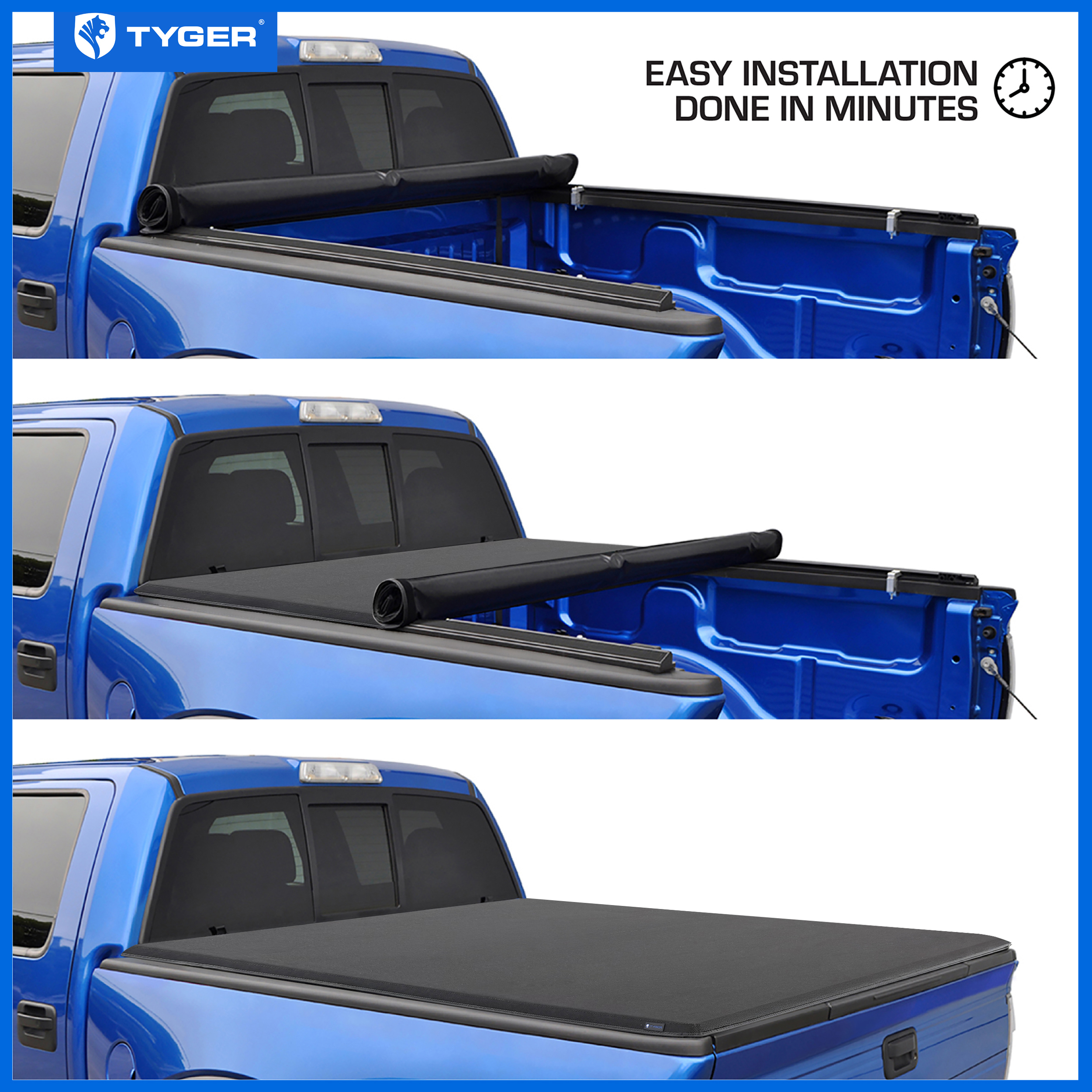 TYGER T1X Soft Roll-Up in Fabric fit 14-18 Silverado/Sierra 1500; 19 LD/Limited | 5'9