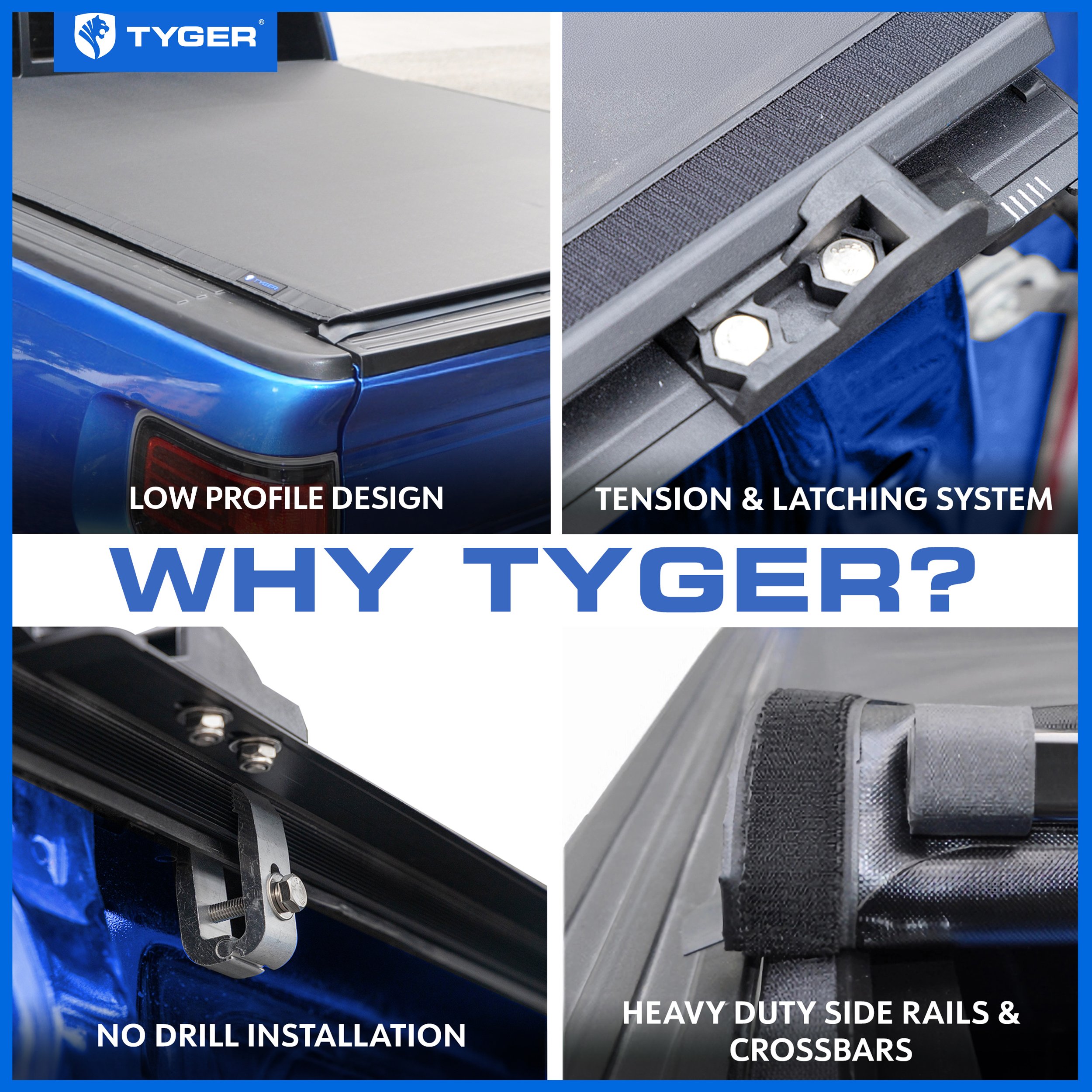 TYGER T2 Low Profile Soft Roll-up fit 09-18 Ram 1500; 10-25 2500 3500; 19-25 Classic | 6'4