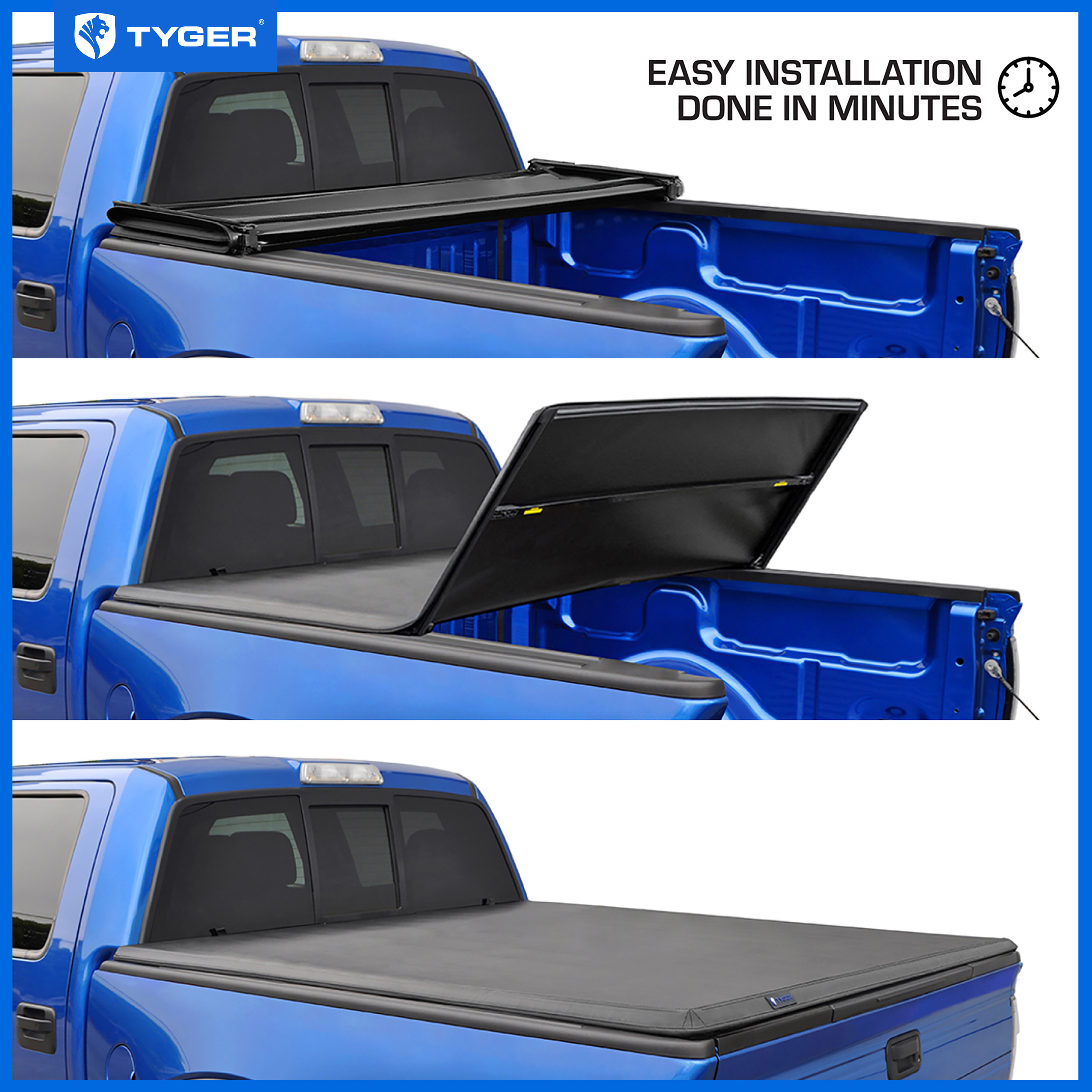 Copertura Tonneau Tyger Tri-Fold Per Pickup - Compatibile Con Chevy/GMC Colorado/Canyon Crew Cab (2004-2012) E Isuzu I350 - 5 Ft