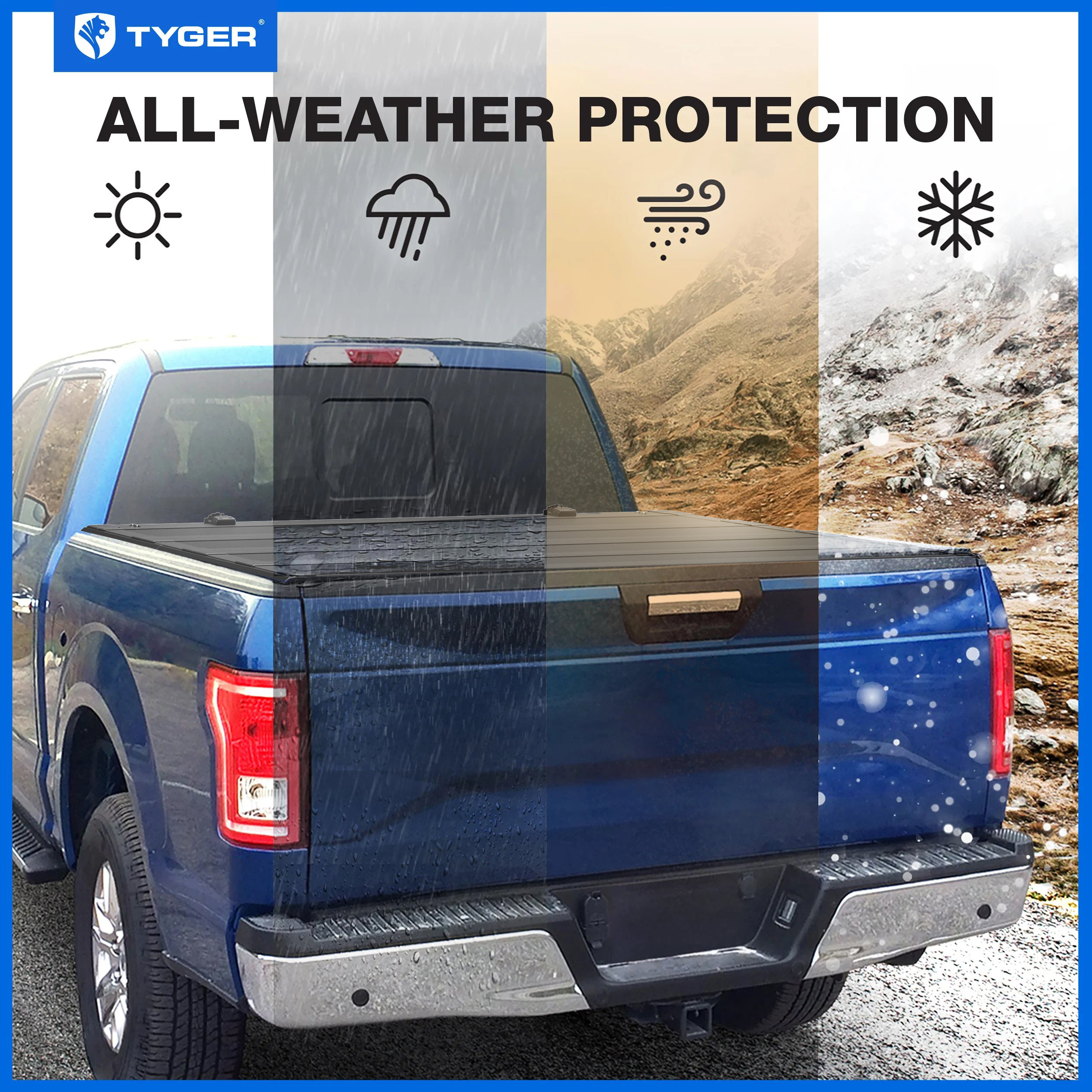 TYGER T4 Low Profile Flexfold Hard Quad-Fold fit 20-25 Silverado Sierra 2500 3500 HD | 6'10