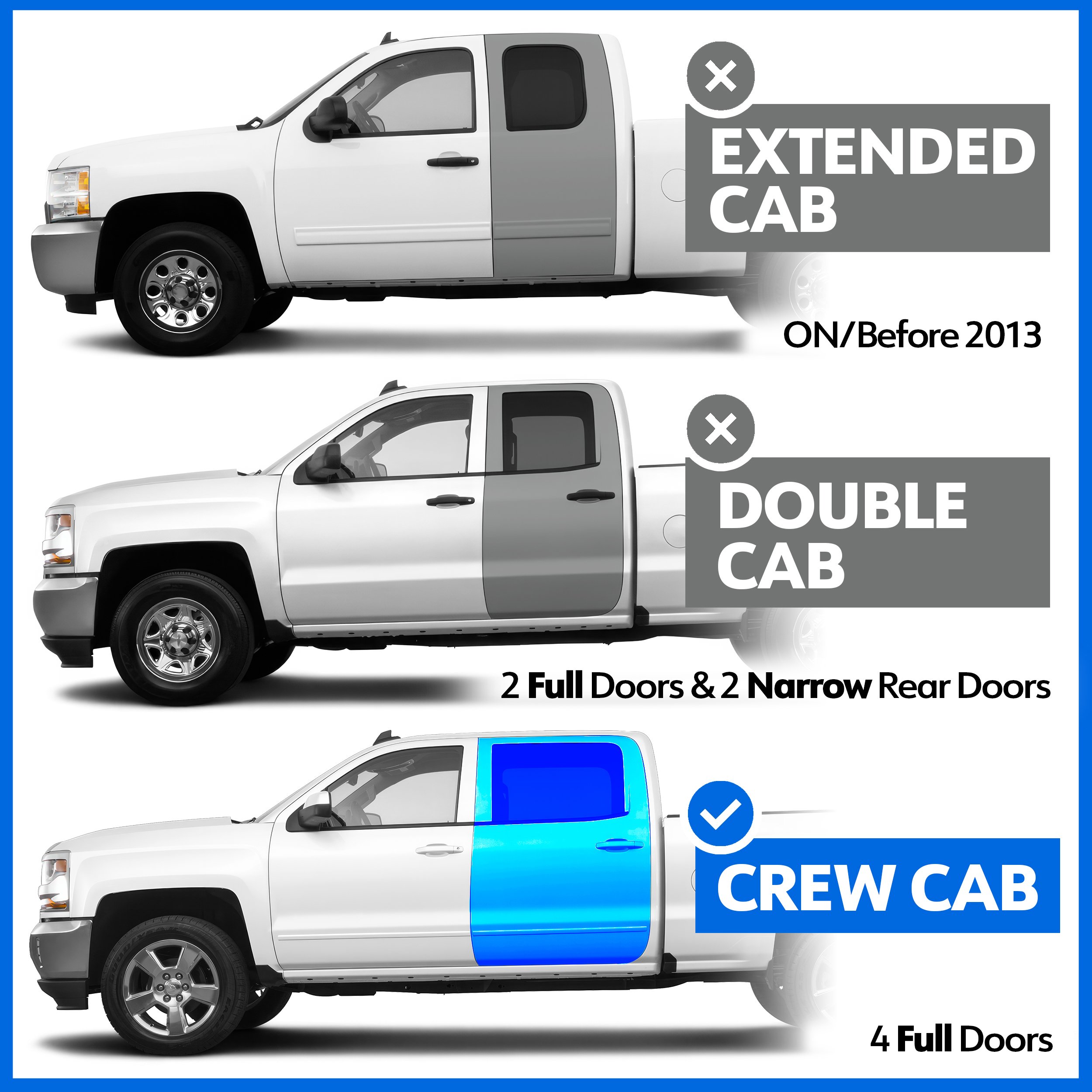 TYGER Access fit 07-18 Silverado/Sierra 1500; 07-19 2500 3500HD | Crew Cab