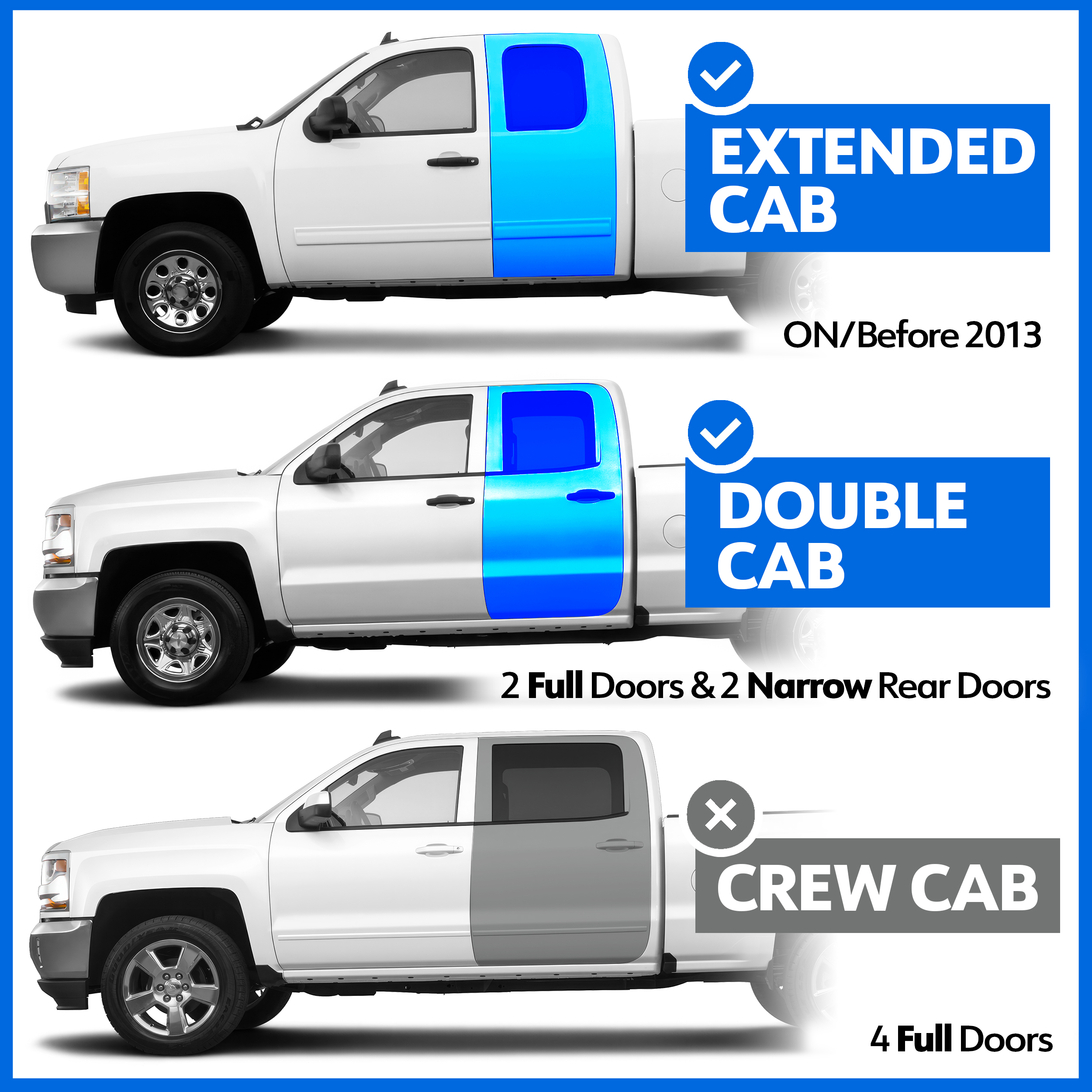 TYGER Access fit 07-18 Silverado/Sierra 1500; 07-19 2500 3500HD | Double Cab