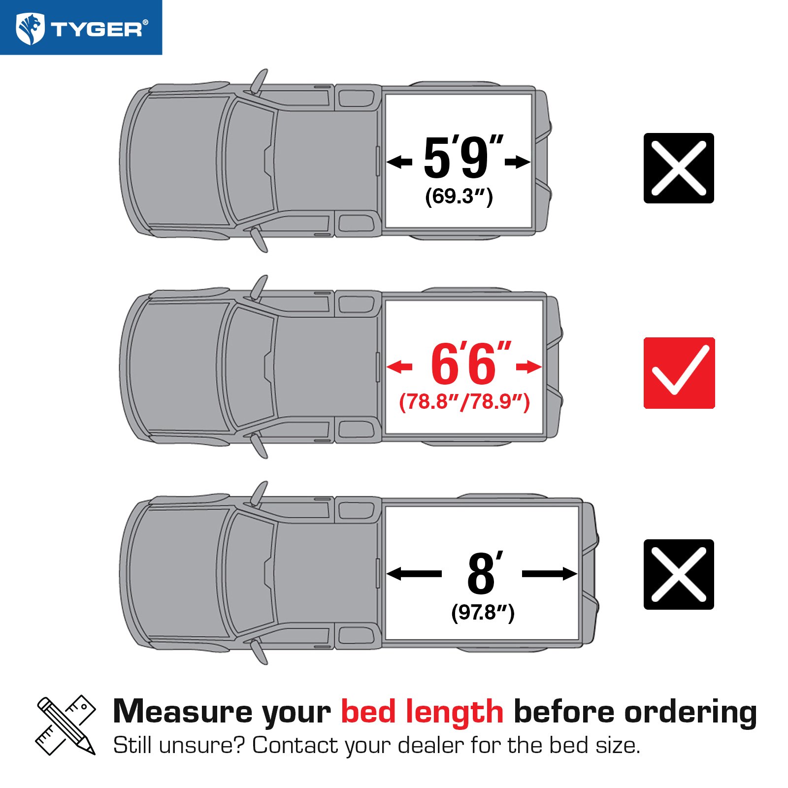 TYGER T1 Soft Roll-up fit 14-18 Silverado/Sierra 1500; 15-19 2500 3500HD | 6'7