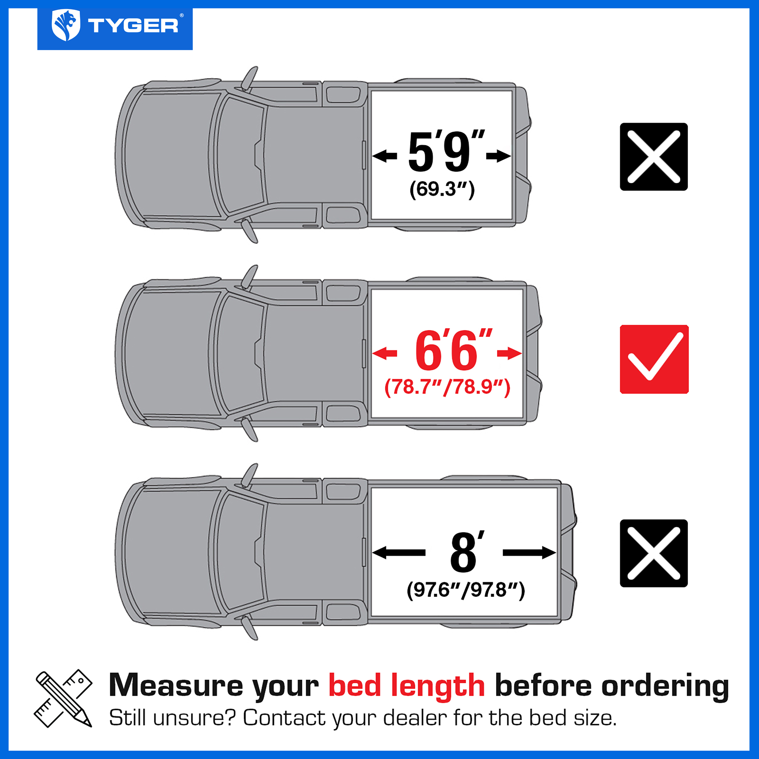 TYGER T1X Soft Roll-Up in Fabric fit 14-18 Silverado/Sierra 1500; 15-19 2500 3500HD | 6'7