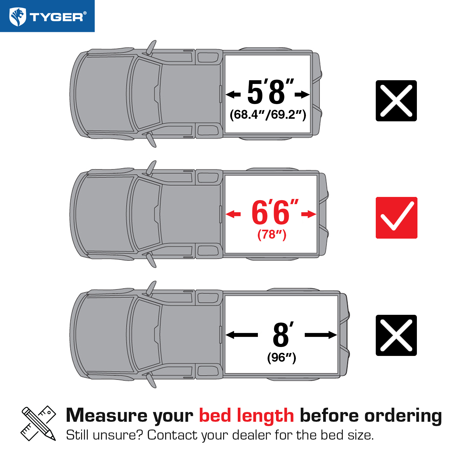 TYGER T1 Soft Roll-up fit 88-06 Silverado/Sierra; 07 Classic | 6'6