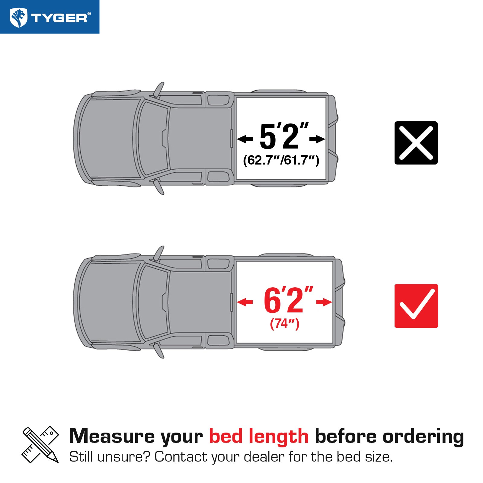 TYGER T1 Soft Roll-up fit 2015-2018 Chevy Colorado GMC Canyon | 6'2