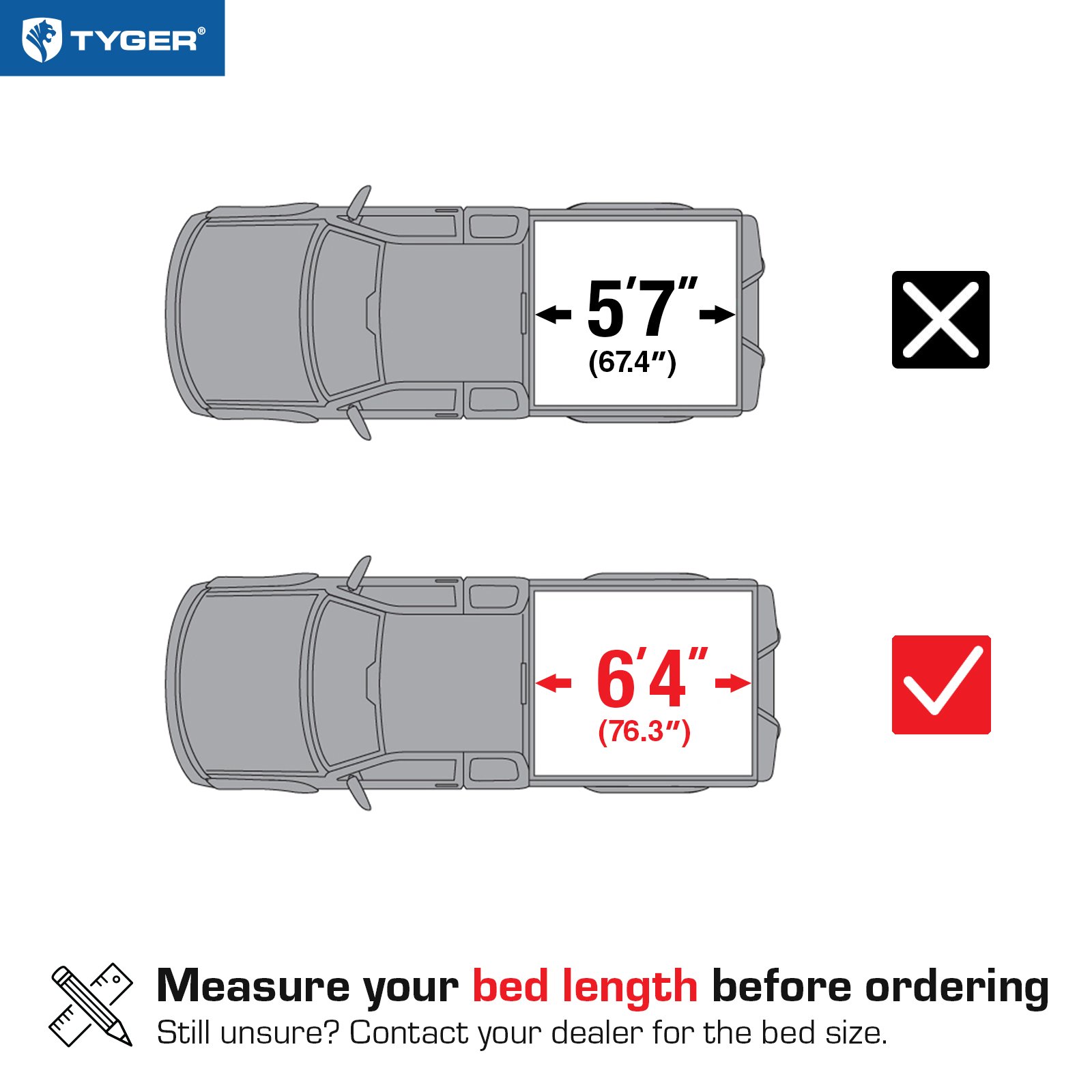 TYGER T1 Soft Roll-up fit 2019-2025 Ram 1500 New Body (Not Fit 19-25 Classic) | 6'4