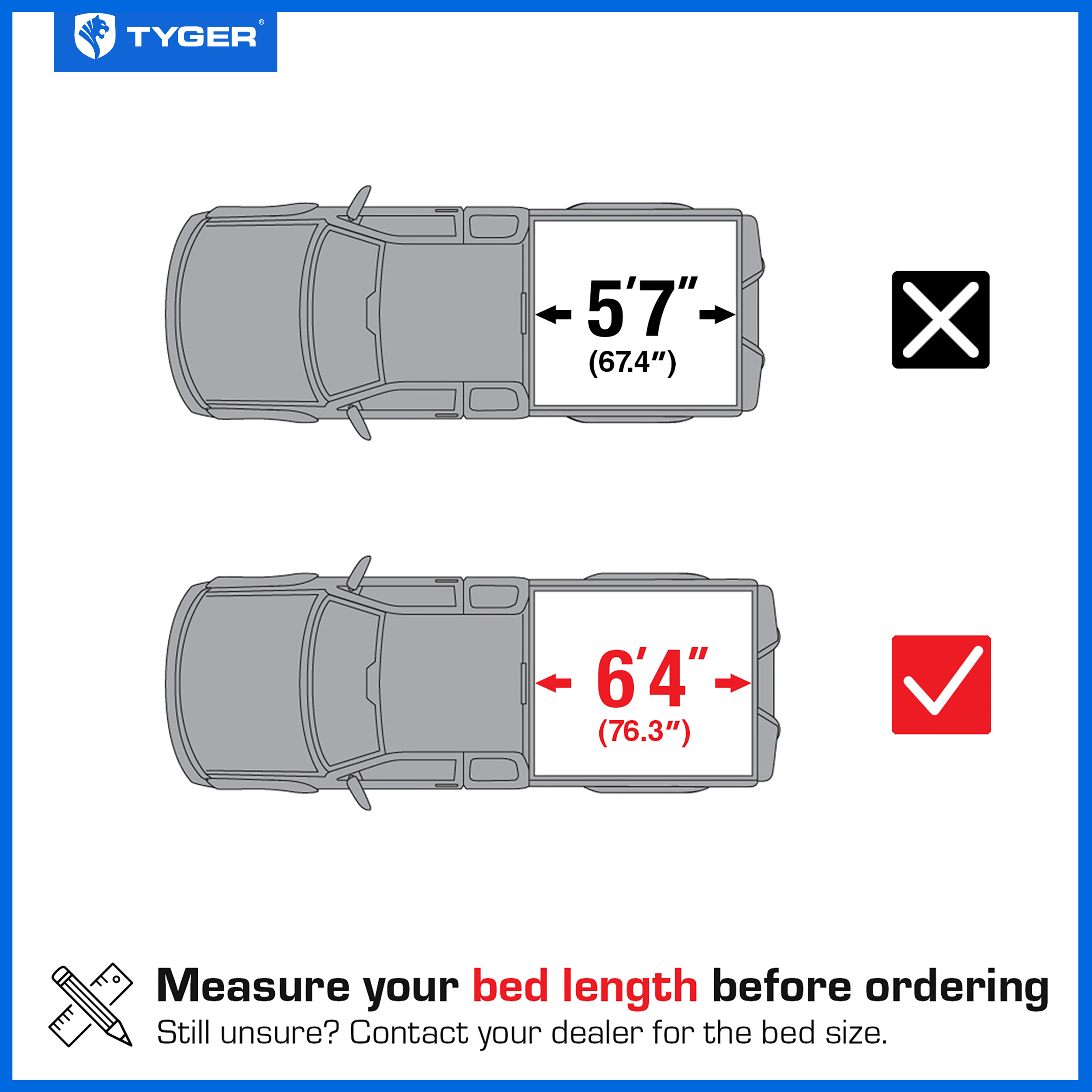 TYGER T1X Soft Roll-Up in Fabric fit 2019-2026 Ram 1500 (Not Fit 19-24 Classic) | 6'4