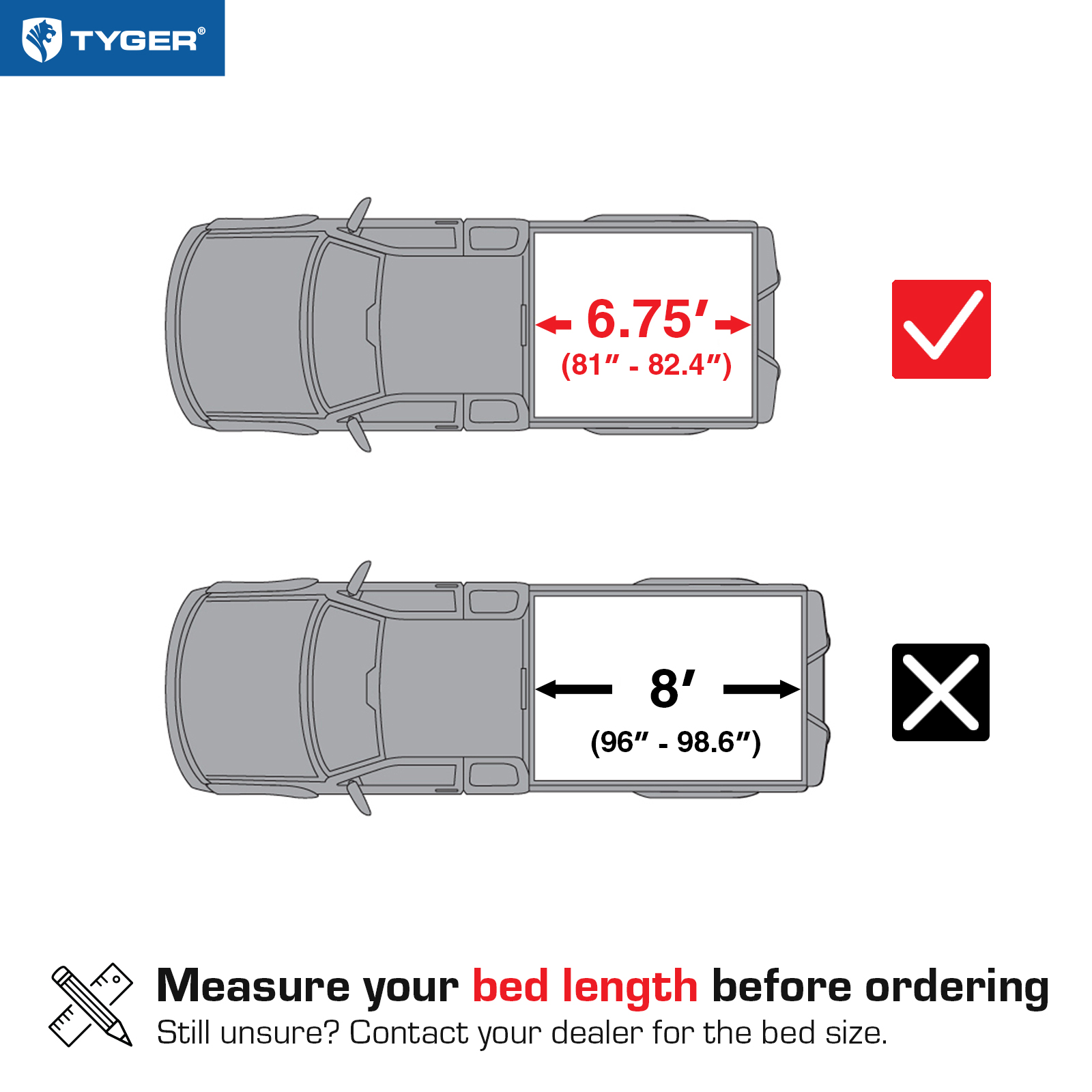 TYGER T1 Soft Roll-up fit 1999-2016 Ford F-250 F-350 Super Duty | 6.75' Bed