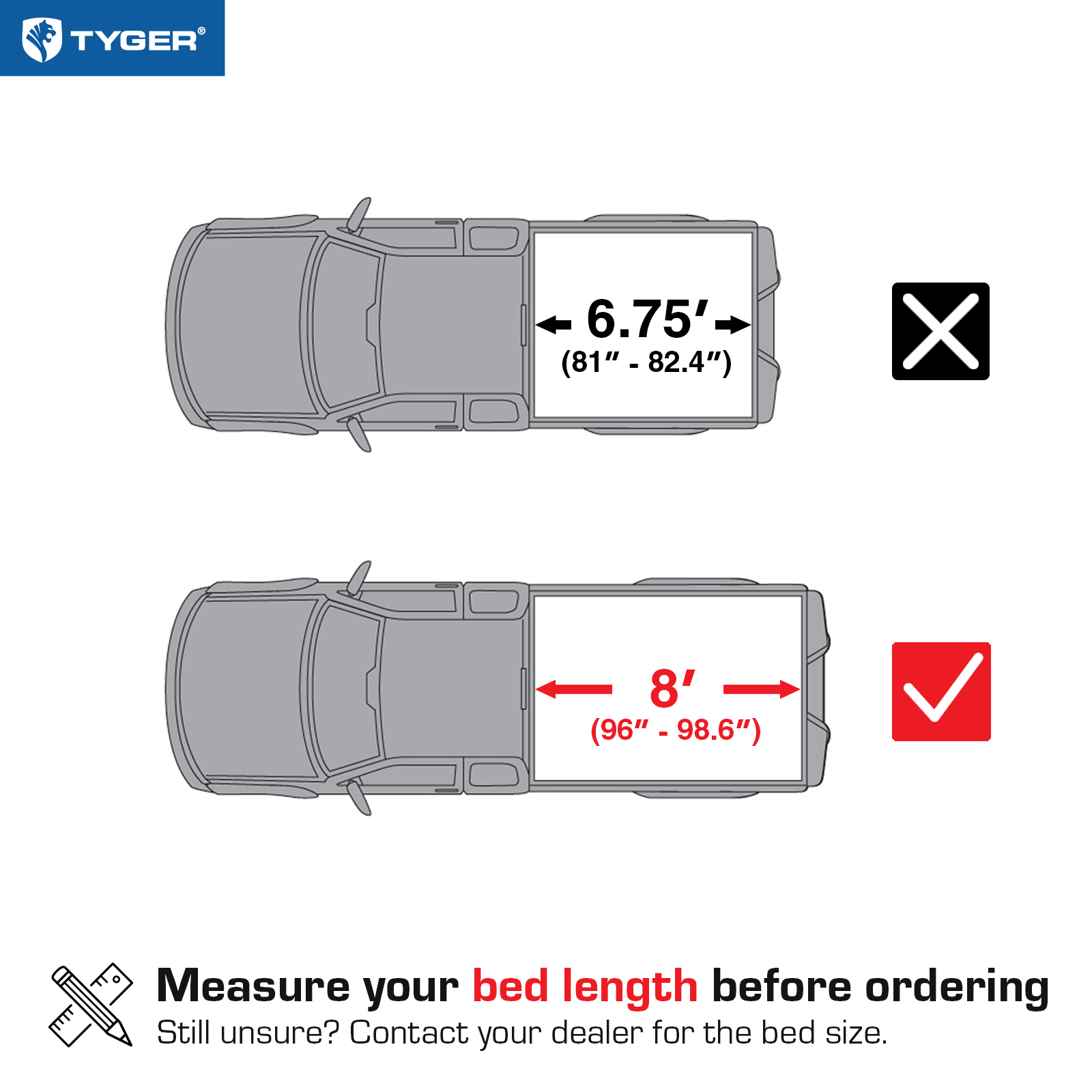 TYGER T1 Soft Roll-up fit 1999-2016 Ford F-250 F-350 Super Duty | 8' Bed