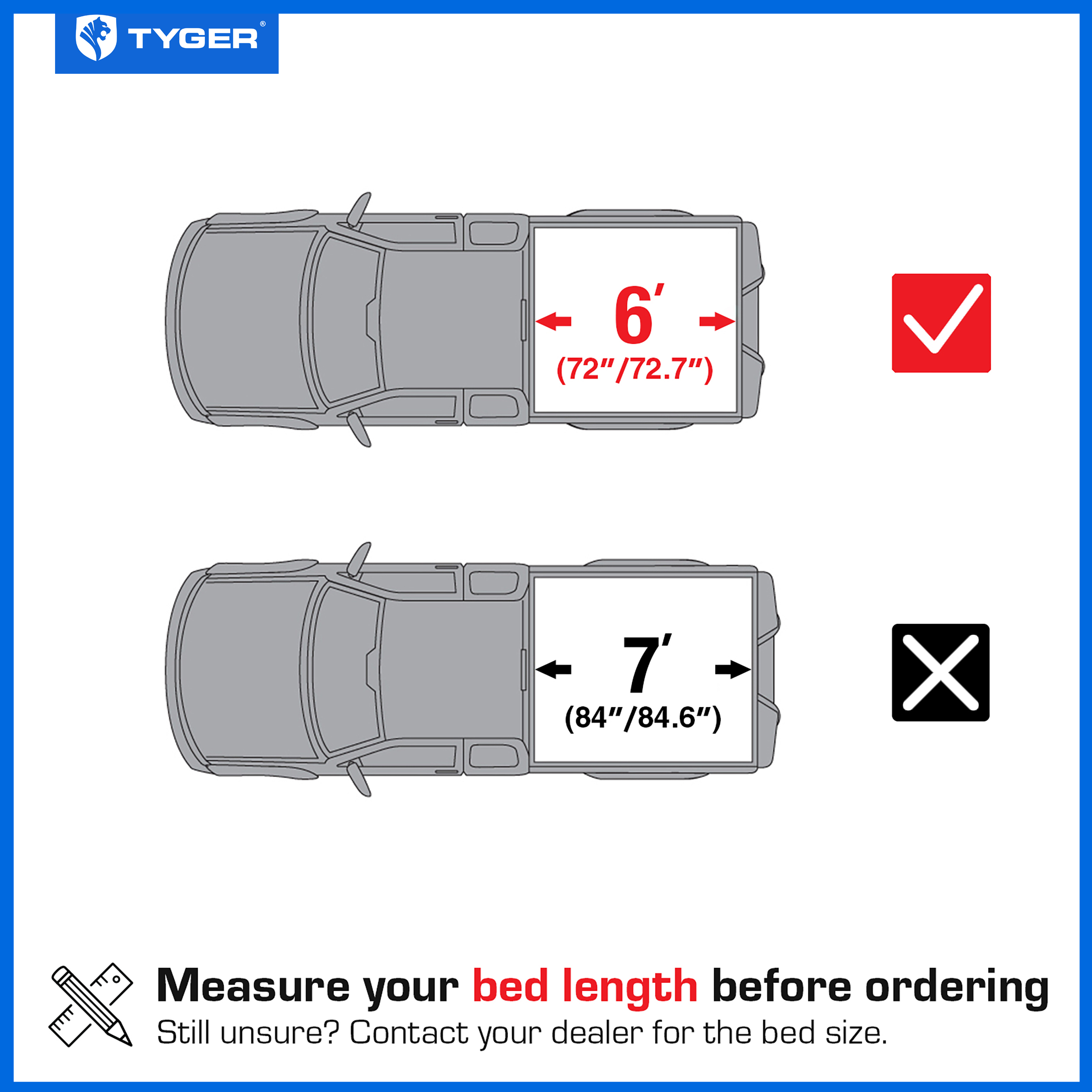 TYGER T1X Soft Roll-Up in Fabric fit 2019-2023 Ford Ranger | 6' Bed