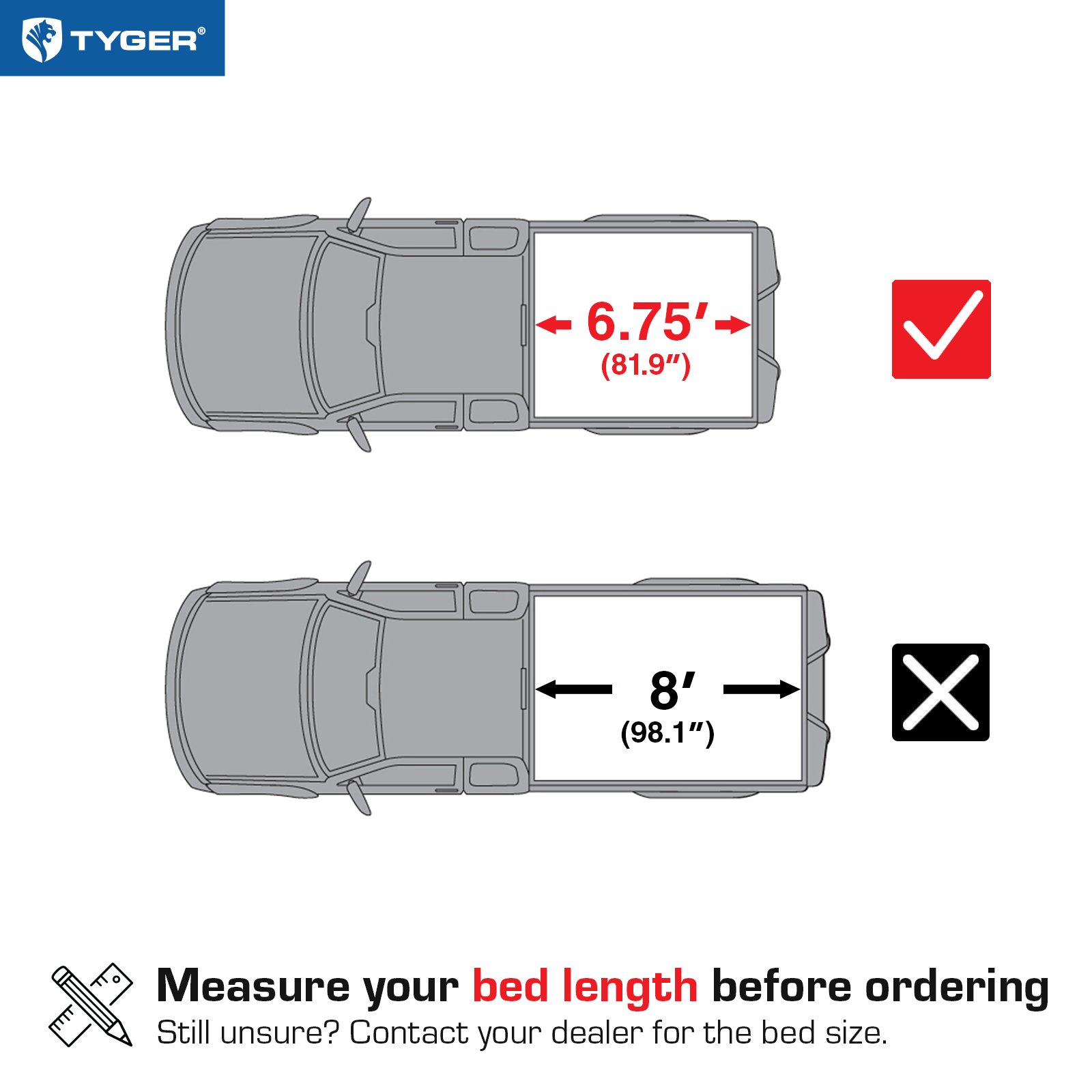 TYGER T1 Soft Roll-up fit 2017-2025 Ford F-250 F-350 Super Duty | 6.75' Bed