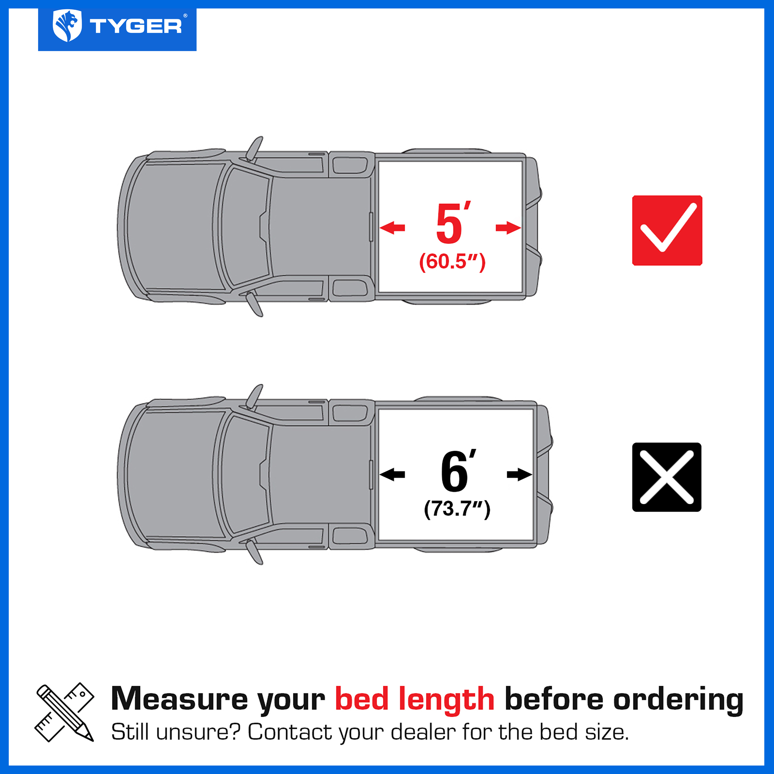TYGER T1X Soft Roll-Up in Fabric fit 2016-2023 Toyota Tacoma | 5' Bed