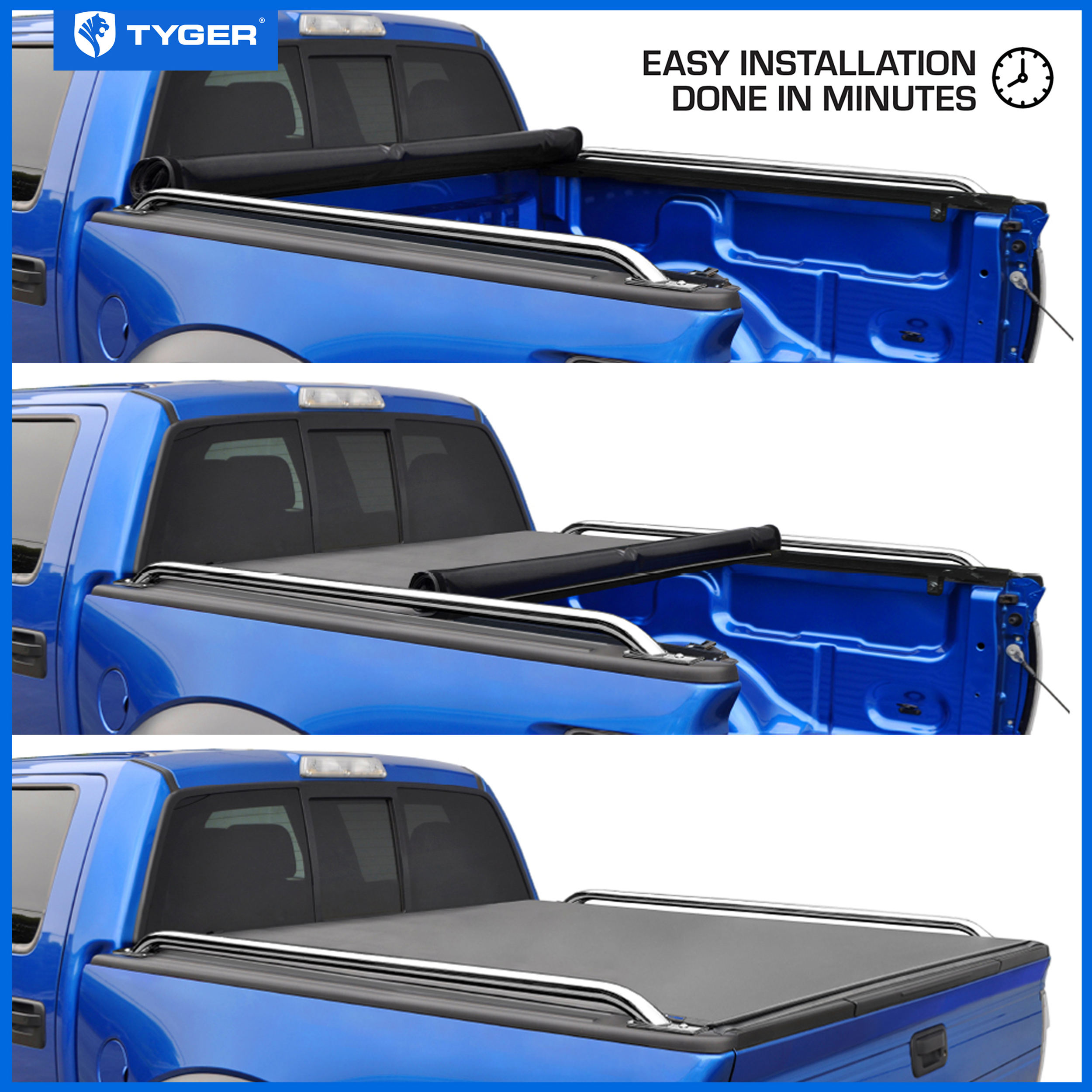 TYGER T2 Low Profile Soft Roll-up fit 2019-2025 Ram 1500 New Body (Not Fit 19-25 Classic) | 5'7