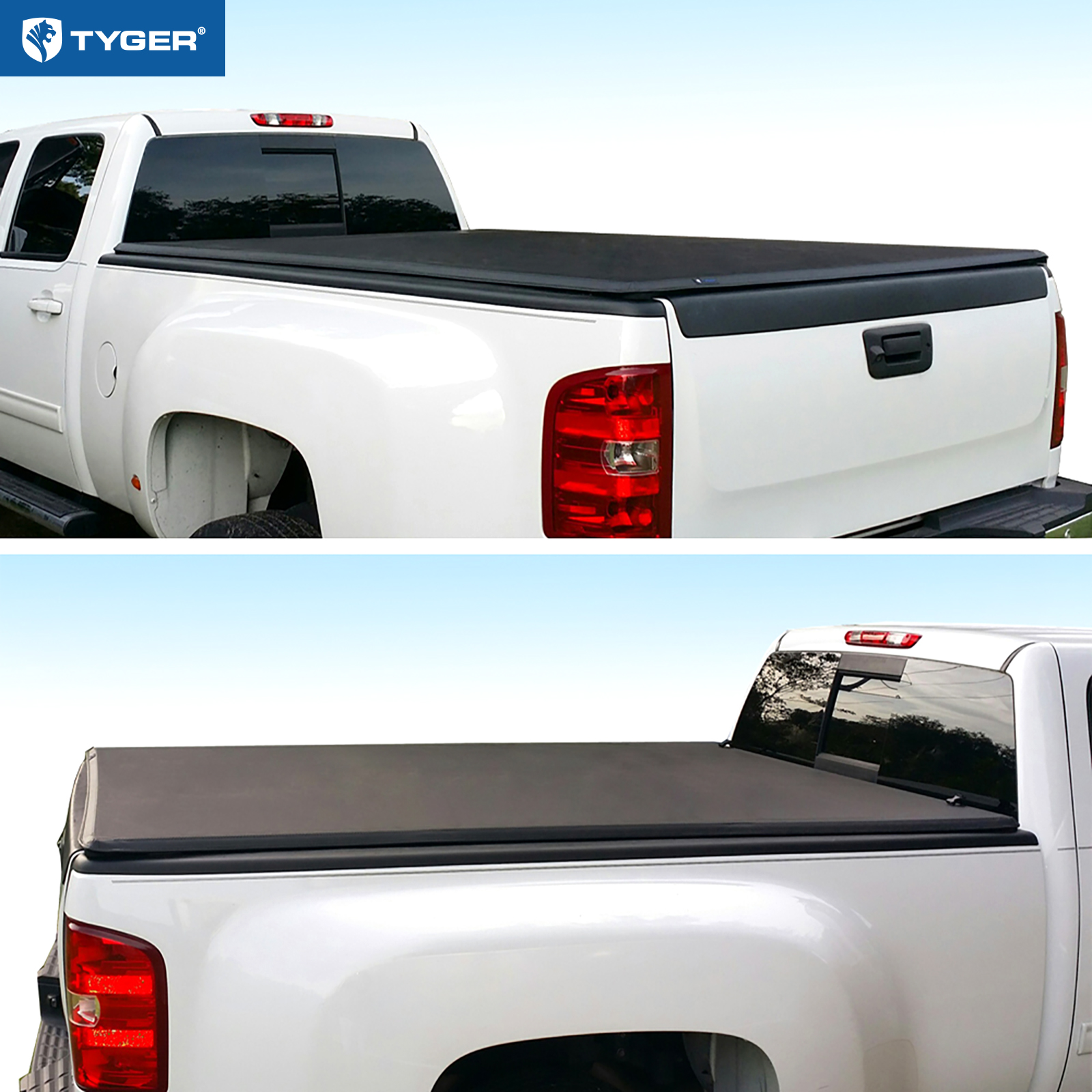 TYGER T3 Soft Tri-fold fit 07-13 Silverado/Sierra 1500; 07-14 2500 3500HD | 8' Bed