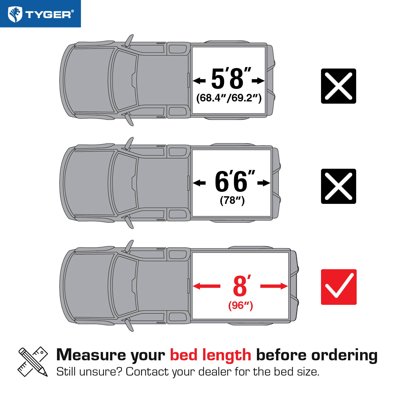 TYGER T3 Soft Tri-fold fit 88-06 Silverado/Sierra; 07 Classic | 8' Bed