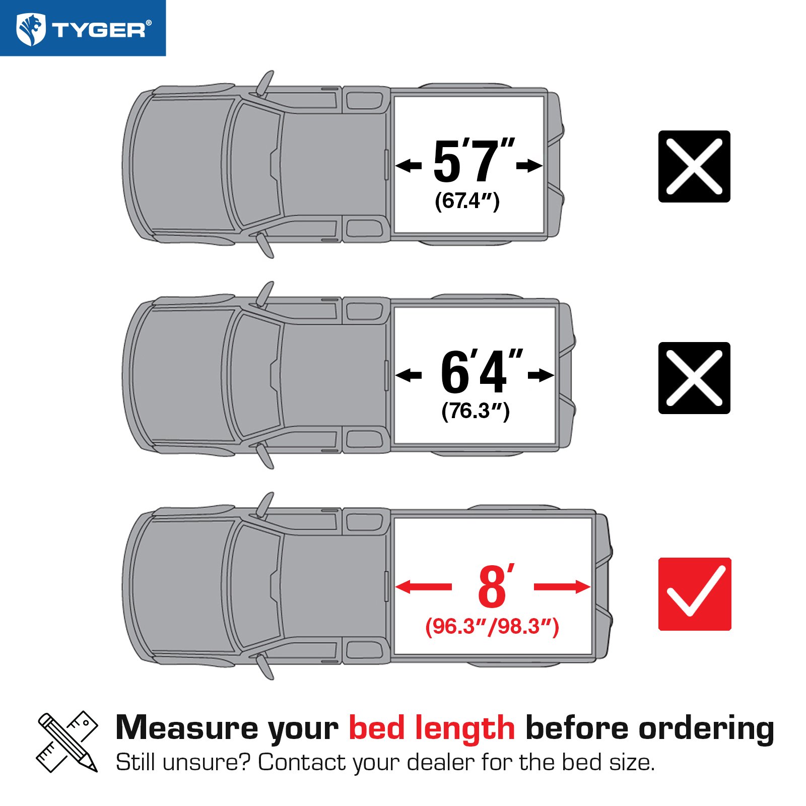 TYGER T3 Soft Tri-fold fit 2002-2018 Dodge Ram 1500; 2003-2024 2500 3500; 2019-2024 Classic | 8' Bed