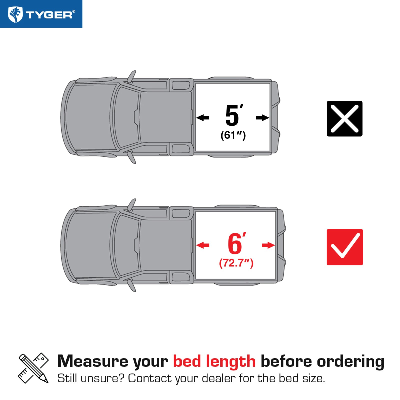 TYGER T3 Soft Tri-fold fit 2019-2023 Ford Ranger | 6' Bed