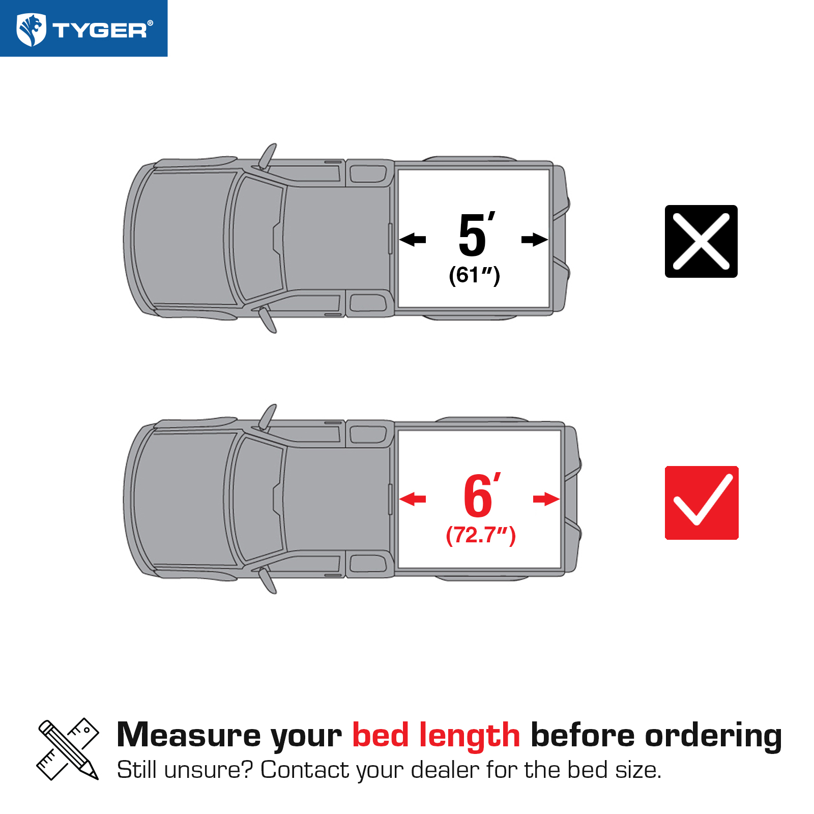 TYGER T3 Soft Tri-fold fit 2019-2023 Ford Ranger | 6' Bed