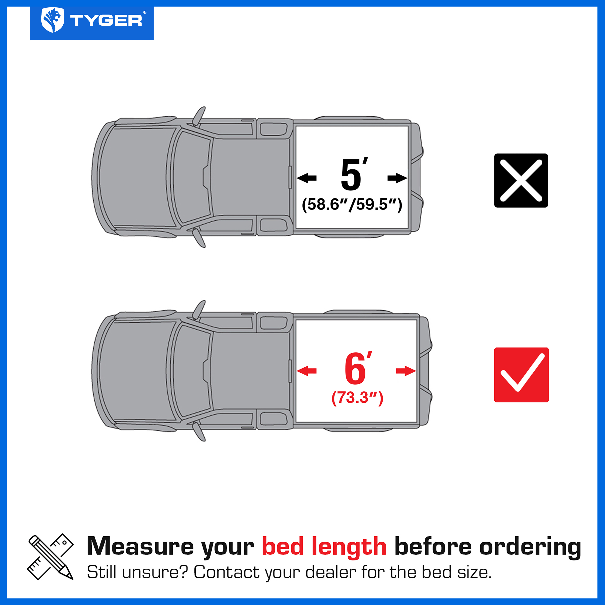 TYGER T3X Soft Tri-Fold in Fabric fit 2022-2026 Nissan Frontier | 6' Bed