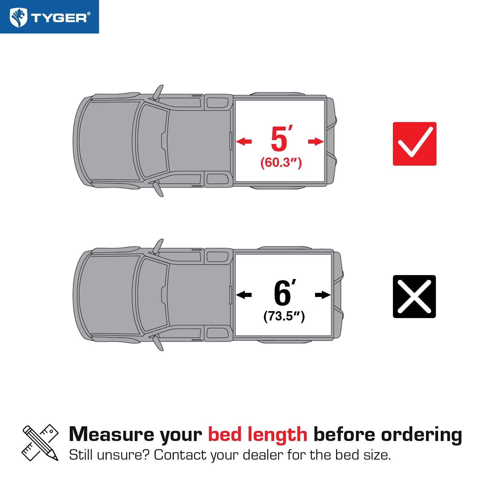 TYGER T3 Soft Tri-fold fit 2005-2015 Toyota Tacoma | 5' Bed