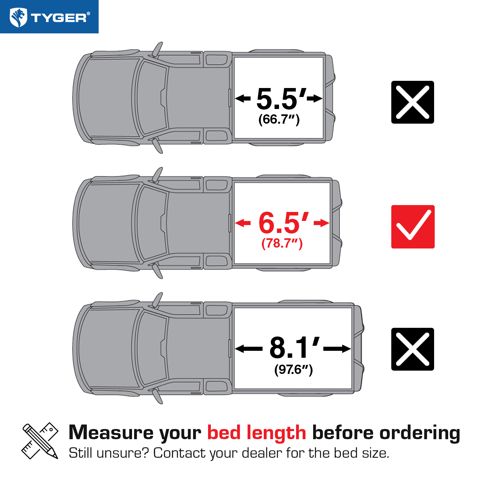TYGER T3 Soft Tri-fold fit 2022-2025 Toyota Tundra | 6.5' Bed