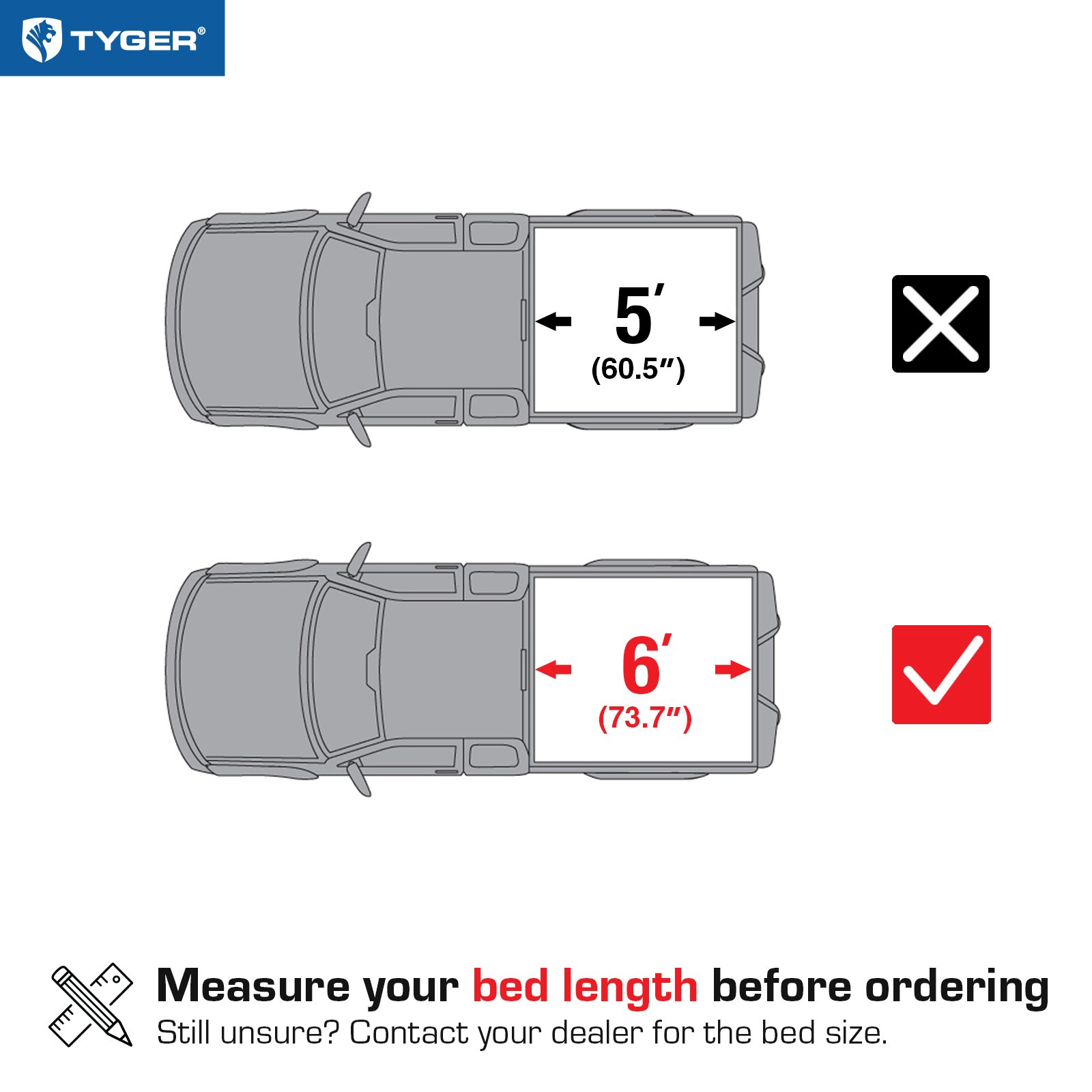 TYGER T3 Soft Tri-fold fit 2016-2023 Toyota Tacoma | 6' Bed