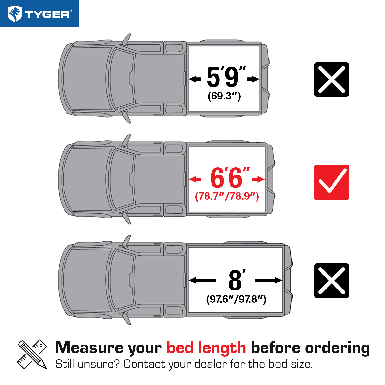 TYGER T2X Low Profile Soft Roll-up in Fabric fit 19-25 Silverado/Sierra 1500 New Body | 6'7