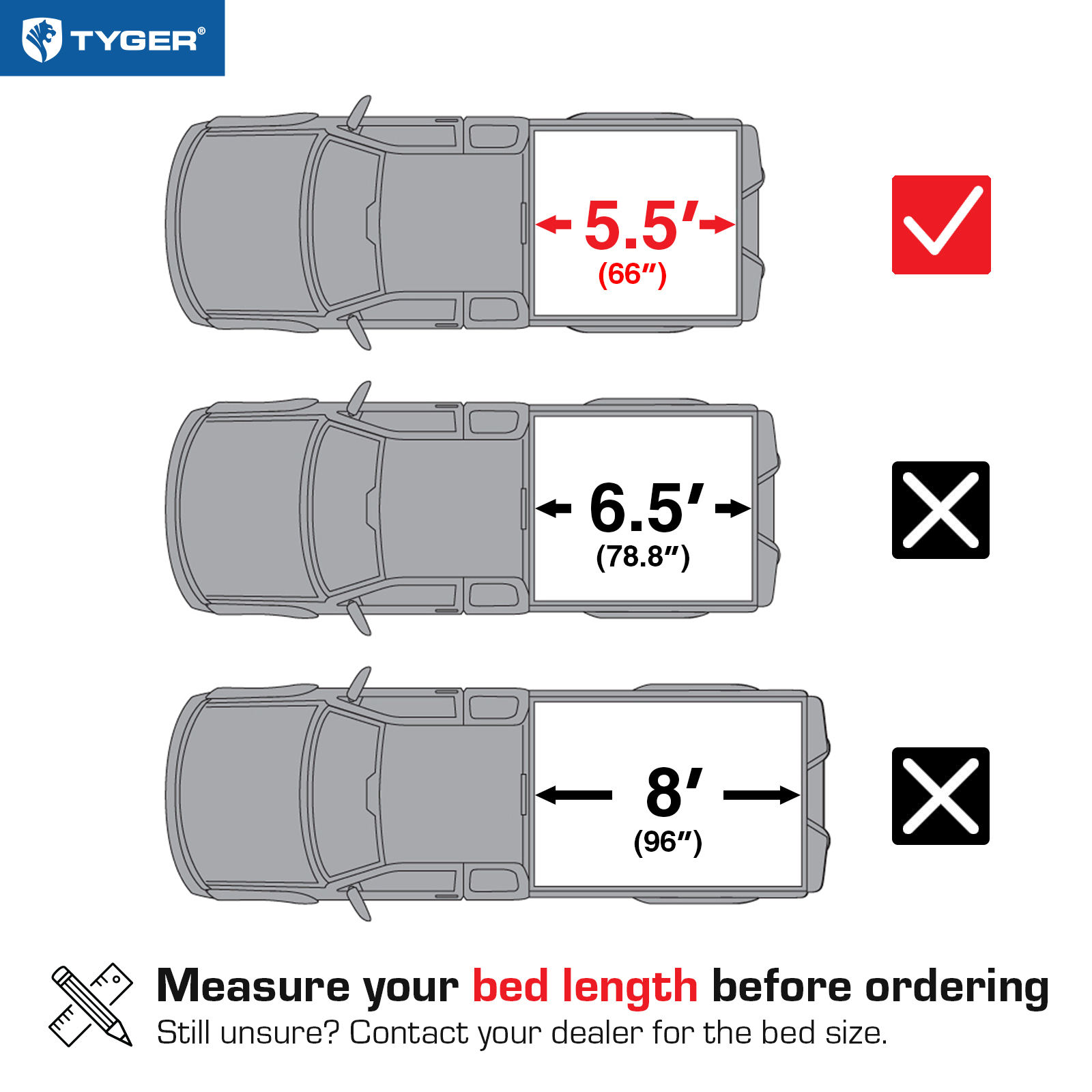 TYGER T2X Low Profile Soft Roll-up in Fabric fit 2015-2025 Ford F-150 | 5.5' Bed