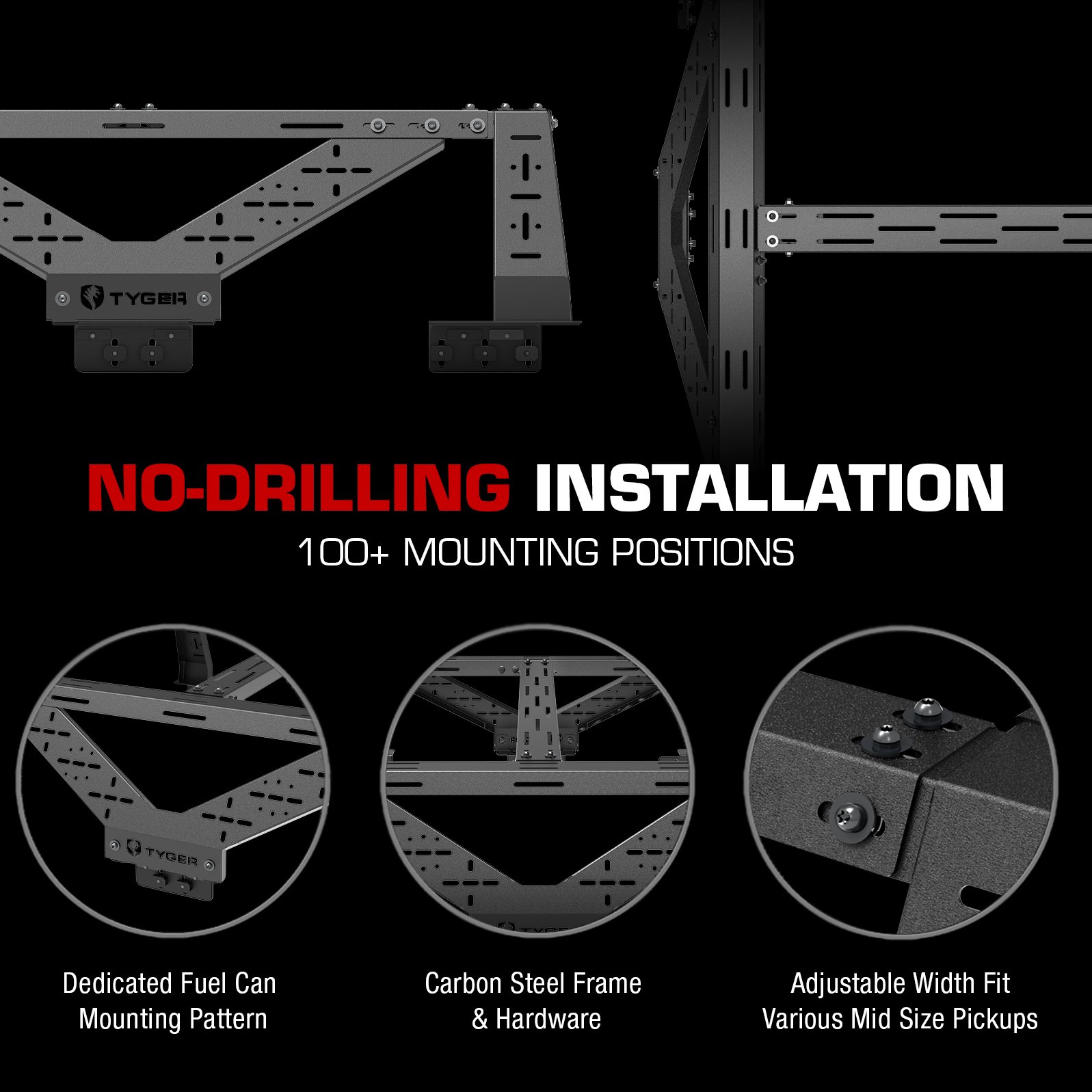 Plate Style Overland Bed Rack Fits Mid-Size Pickup trucks (See Image for Fitment) | TG-BK2U55347