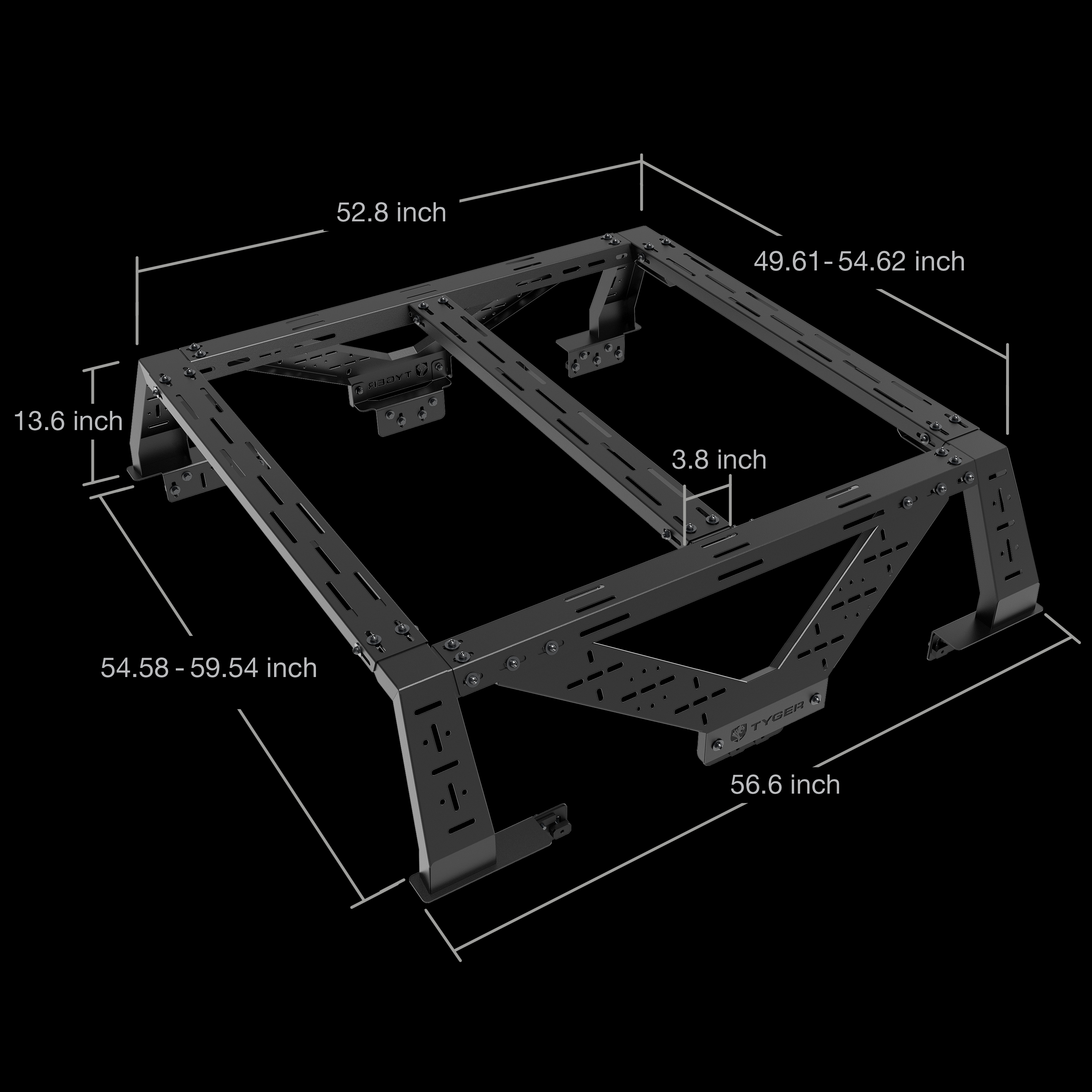 Plate Style Overland Bed Rack Fits Mid-Size Pickup trucks (See Image for Fitment) | TG-BK2U55347