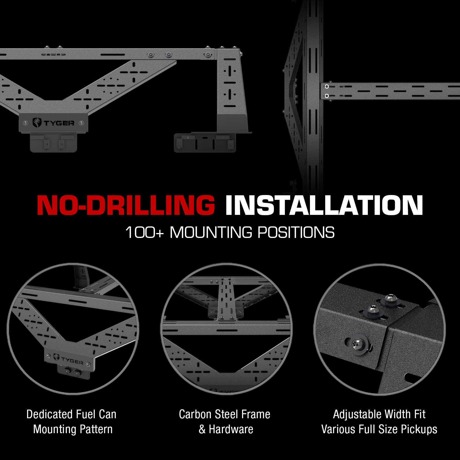 Plate Style Overland Bed Rack Fits Full-Size Pickup trucks (See Image for Fitment) | TG-BK2U55637