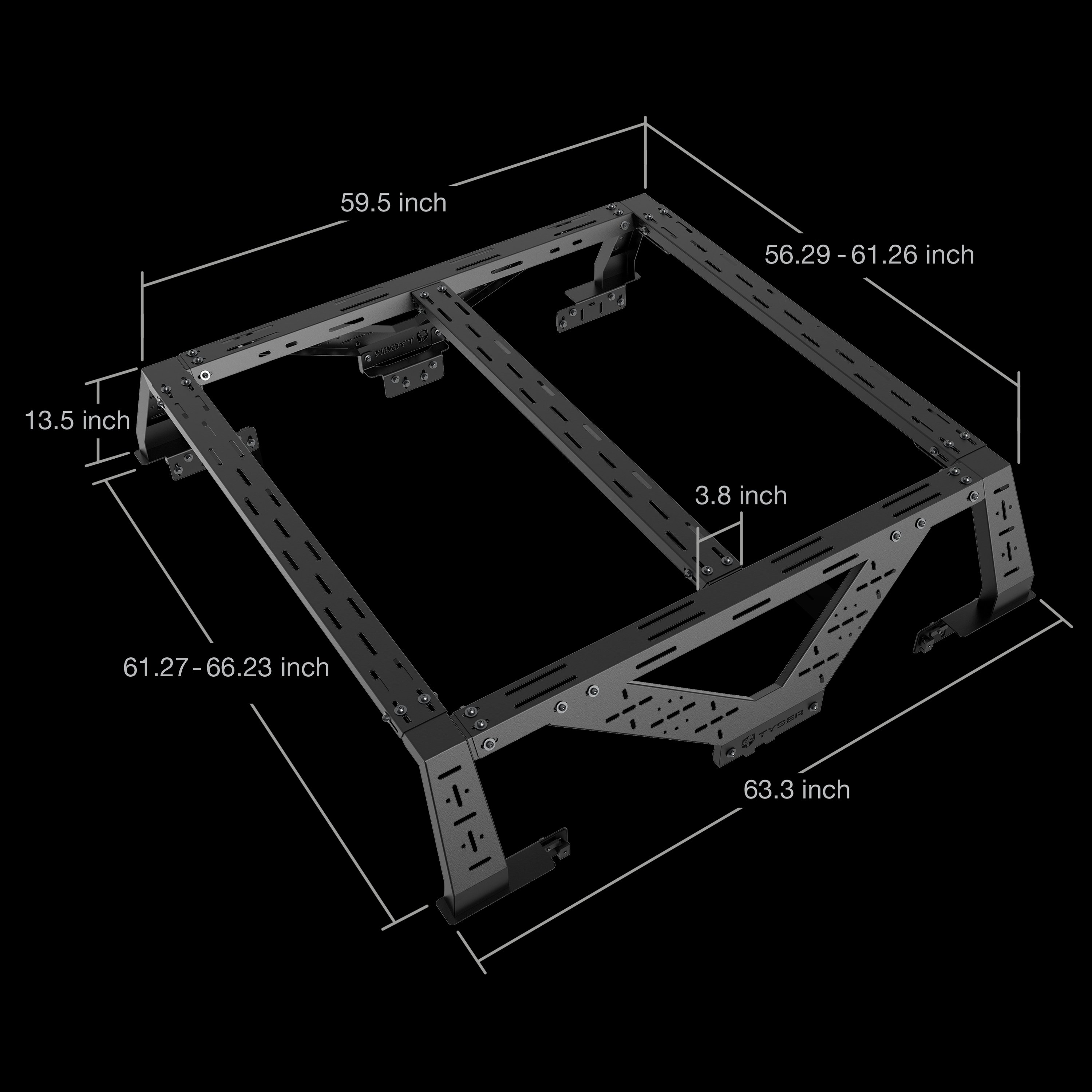 Plate Style Overland Bed Rack Fits Full-Size Pickup trucks (See Image for Fitment) | TG-BK2U55637