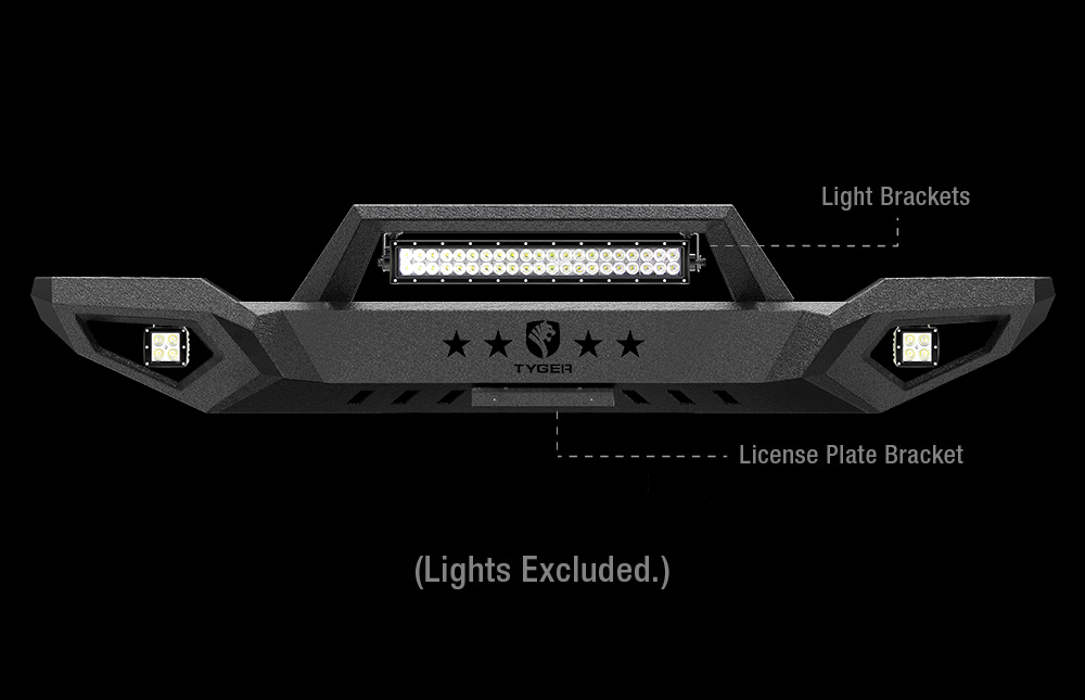 TYGER FURY Front Bumper Fit 2016-2018 Silverado 1500, 2019 LD | Textured Black TG-BP6C80468