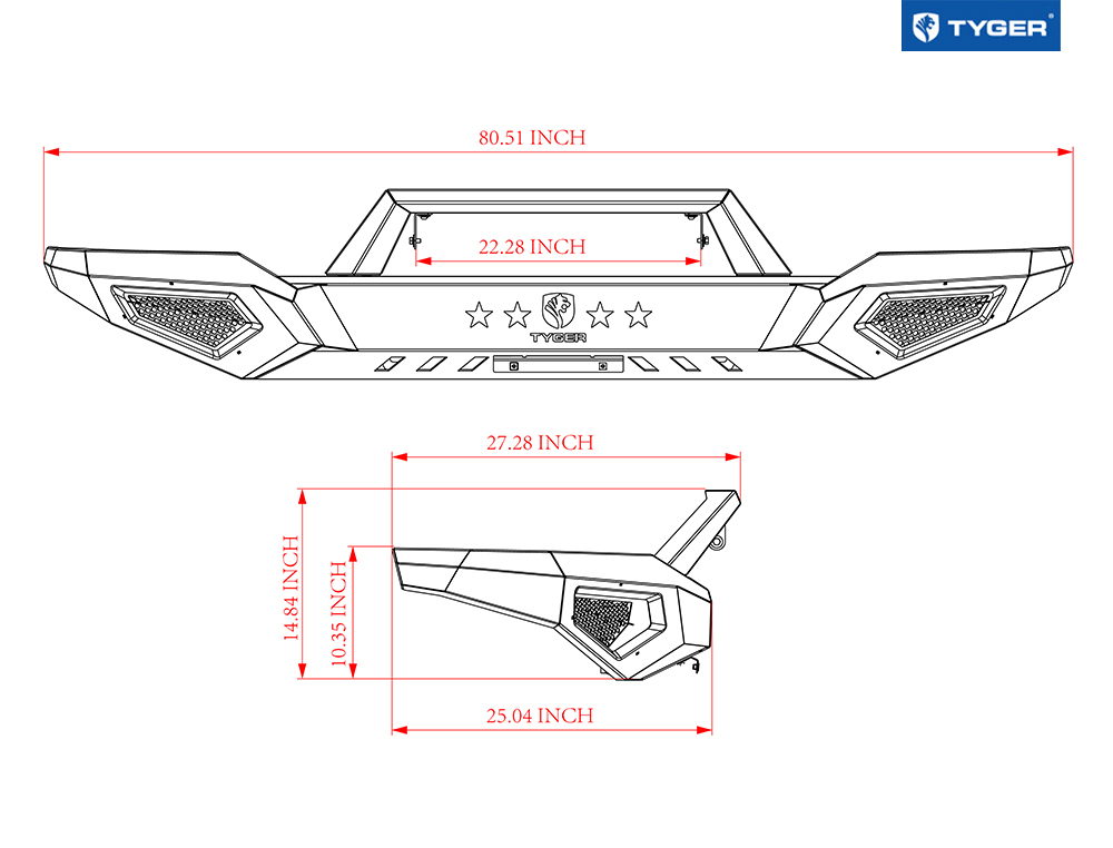 TYGER FURY Front Bumper Fit 2016-2018 Silverado 1500, 2019 LD | Textured Black TG-BP6C80468