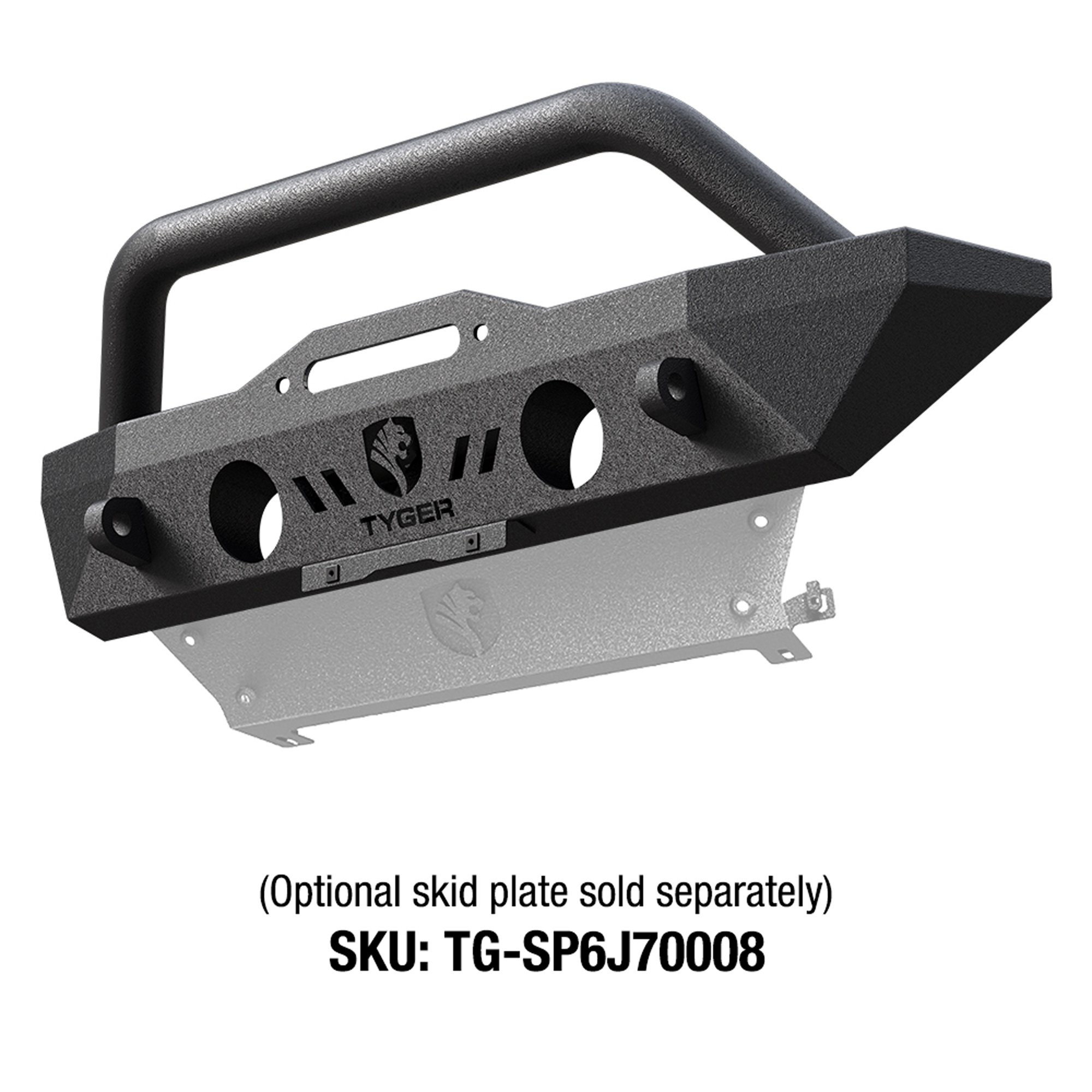 TYGER FURY Short Stubby Front Bumper Fit 07-18 Wrangler JK; 18-25 JL; 20-25 Gladiator TG-BP6J70078