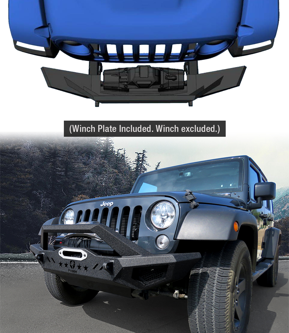 TYGER FURY Front Bumper Fit 07-18 Wrangler JK; 18-23 JL; 20-23 Gladiator  Textured