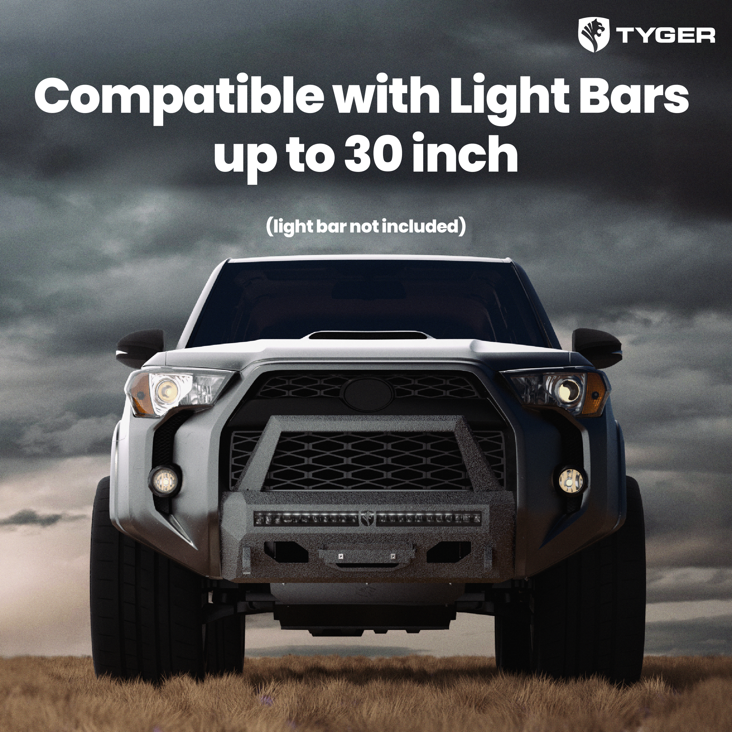 TYGER FURY Center Bumper Guard Fit 2014-2024 Toyota 4Runner | Textured Black TG-BP7T20778