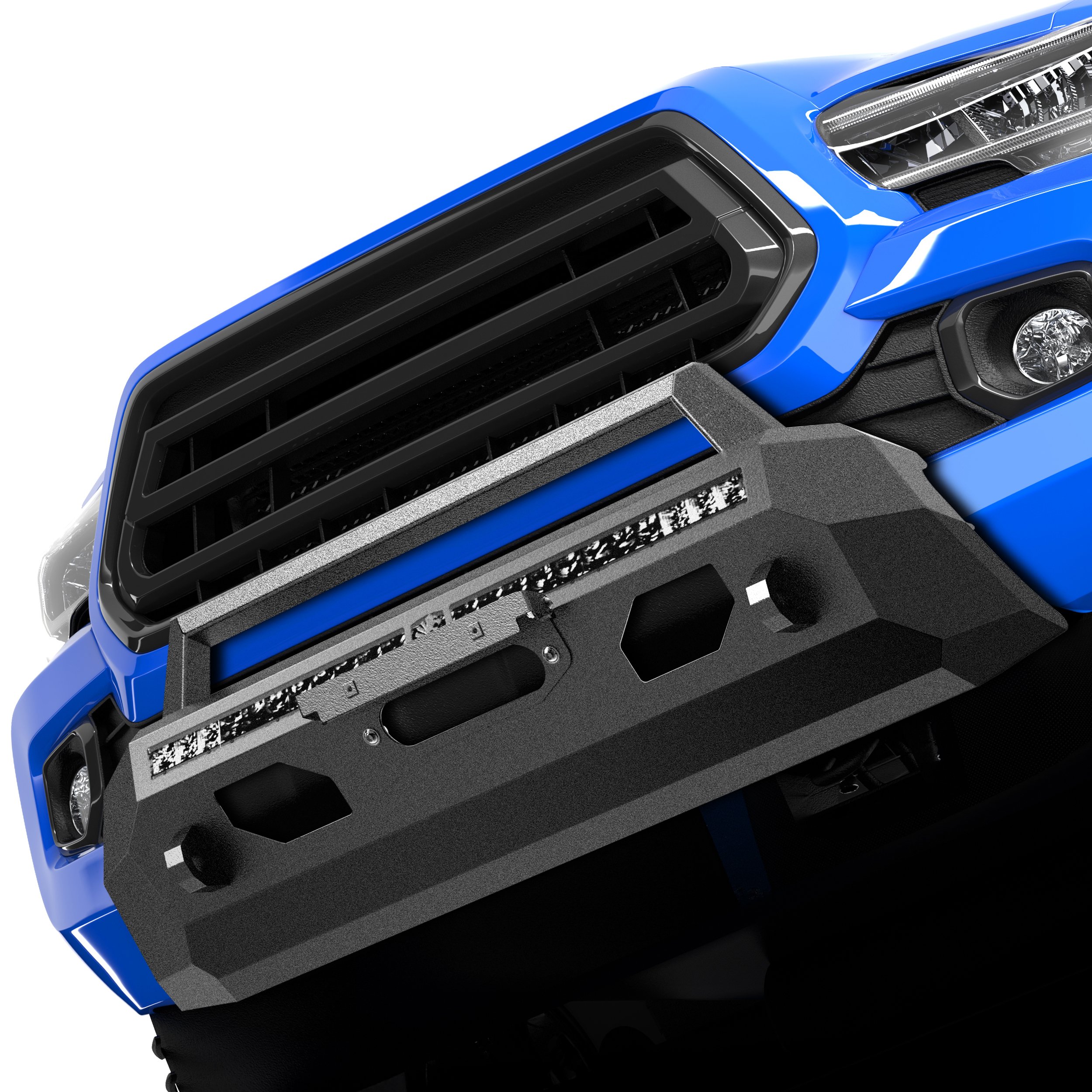TYGER FURY Center Bumper Guard with Light Fit 2016-2023 Toyota Tacoma | Textured Black TG-BP7T32577