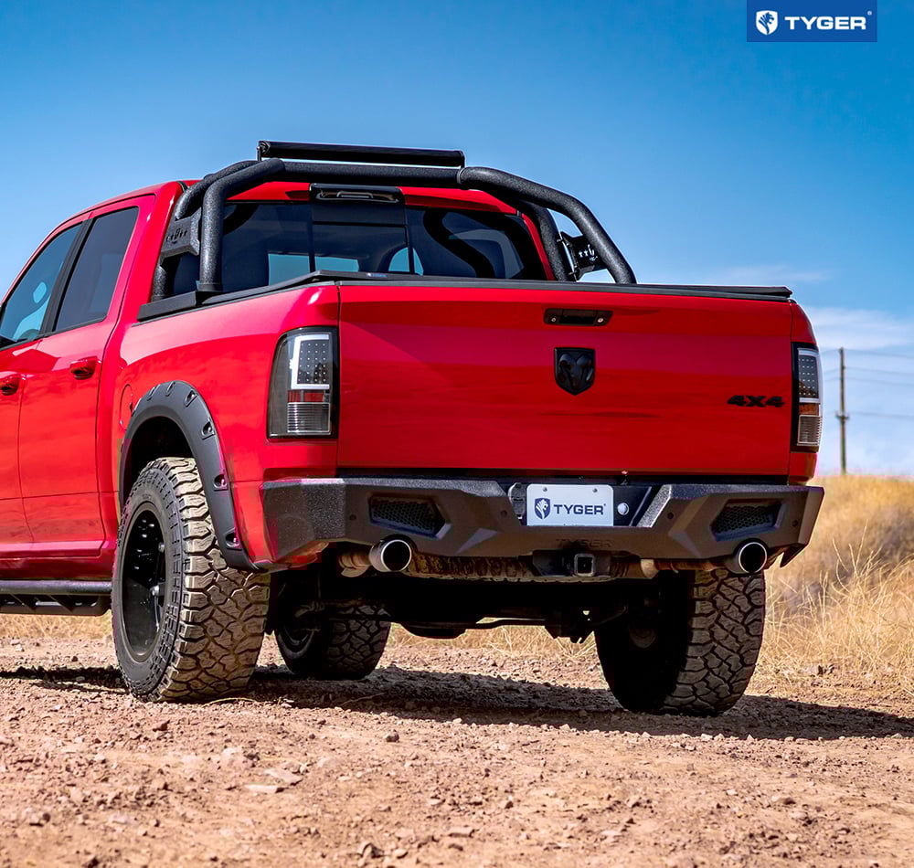 TYGER FURY Rear Bumper Fit 2009-2018 Ram 1500; 2019-2024 Classic | Textured Black TG-BP9D80398
