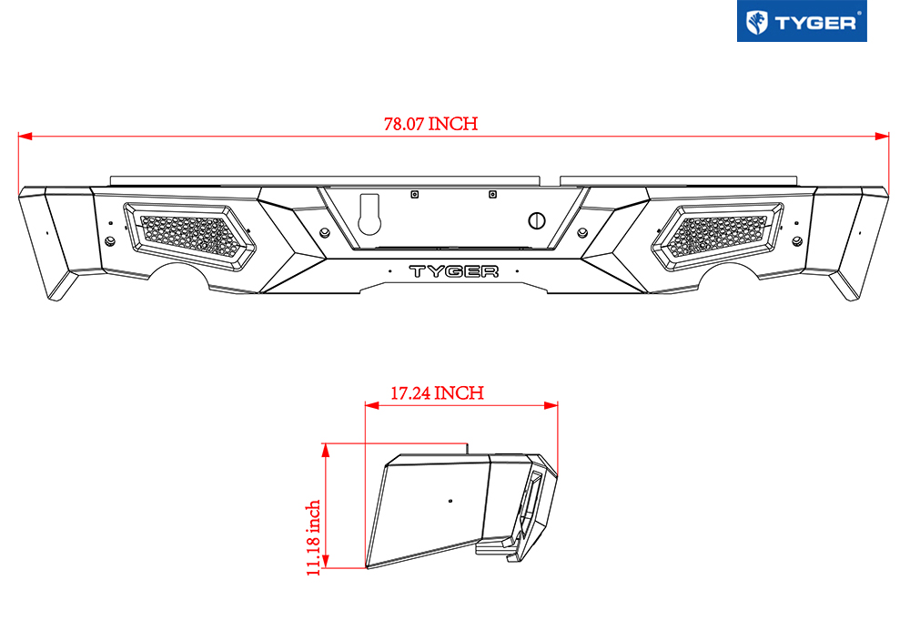 TYGER FURY Rear Bumper Fit 2009-2018 Ram 1500; 2019-2024 Classic | Textured Black TG-BP9D80398